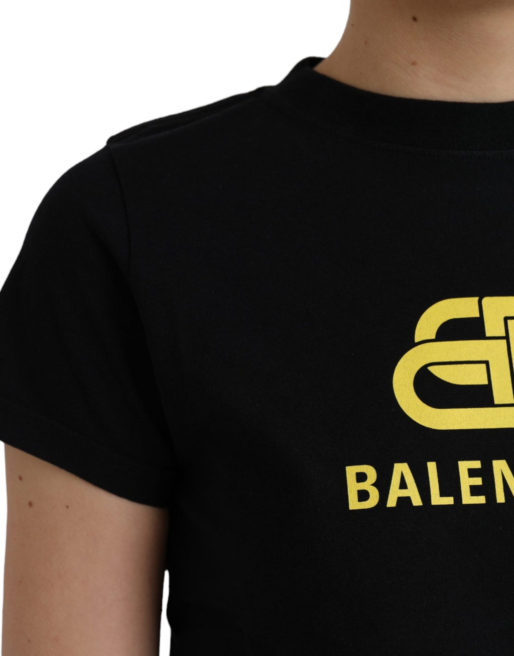T-shirt col rond manches courtes en coton noir à imprimé logo Balenciaga