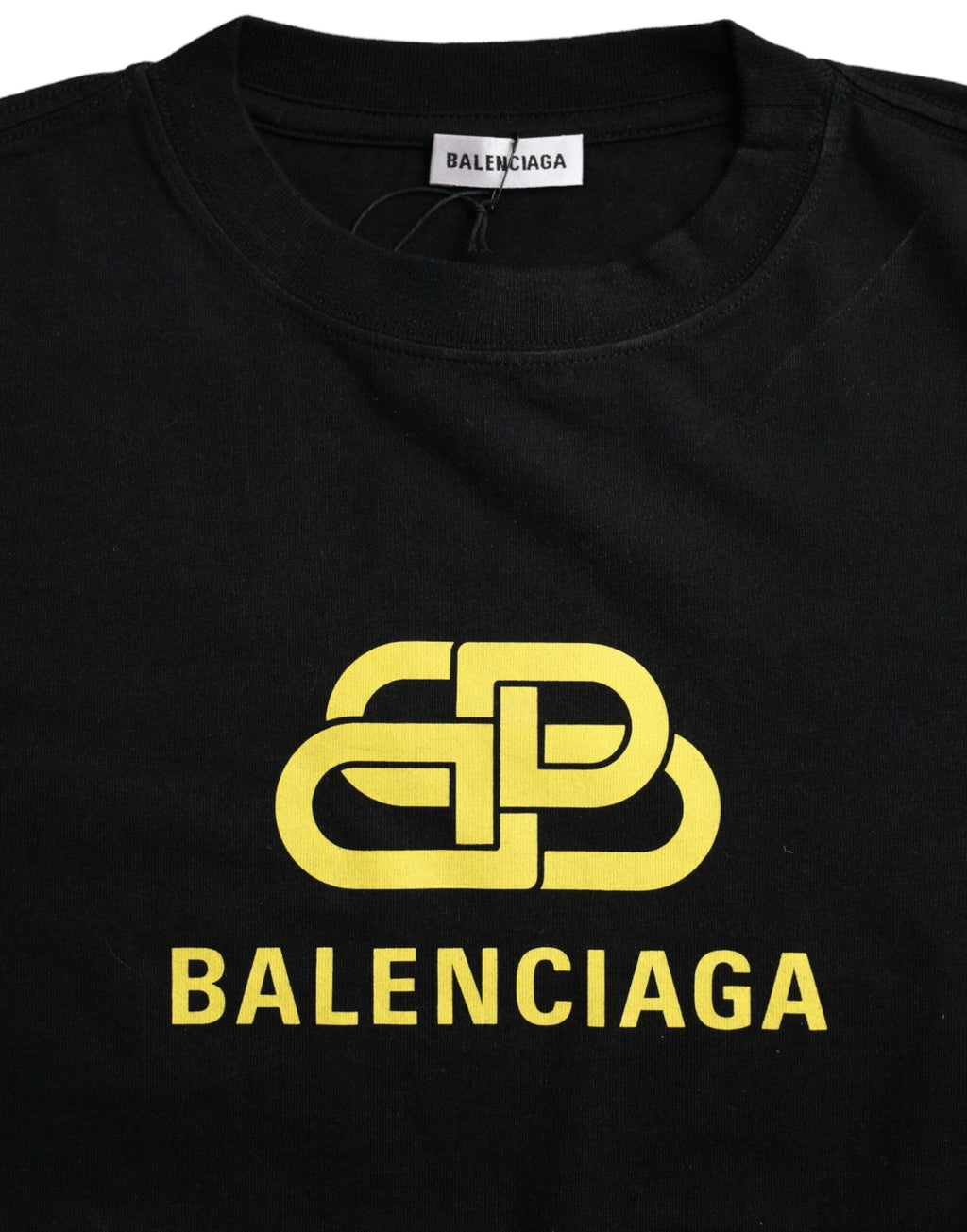 T-shirt col rond manches courtes en coton noir à imprimé logo Balenciaga