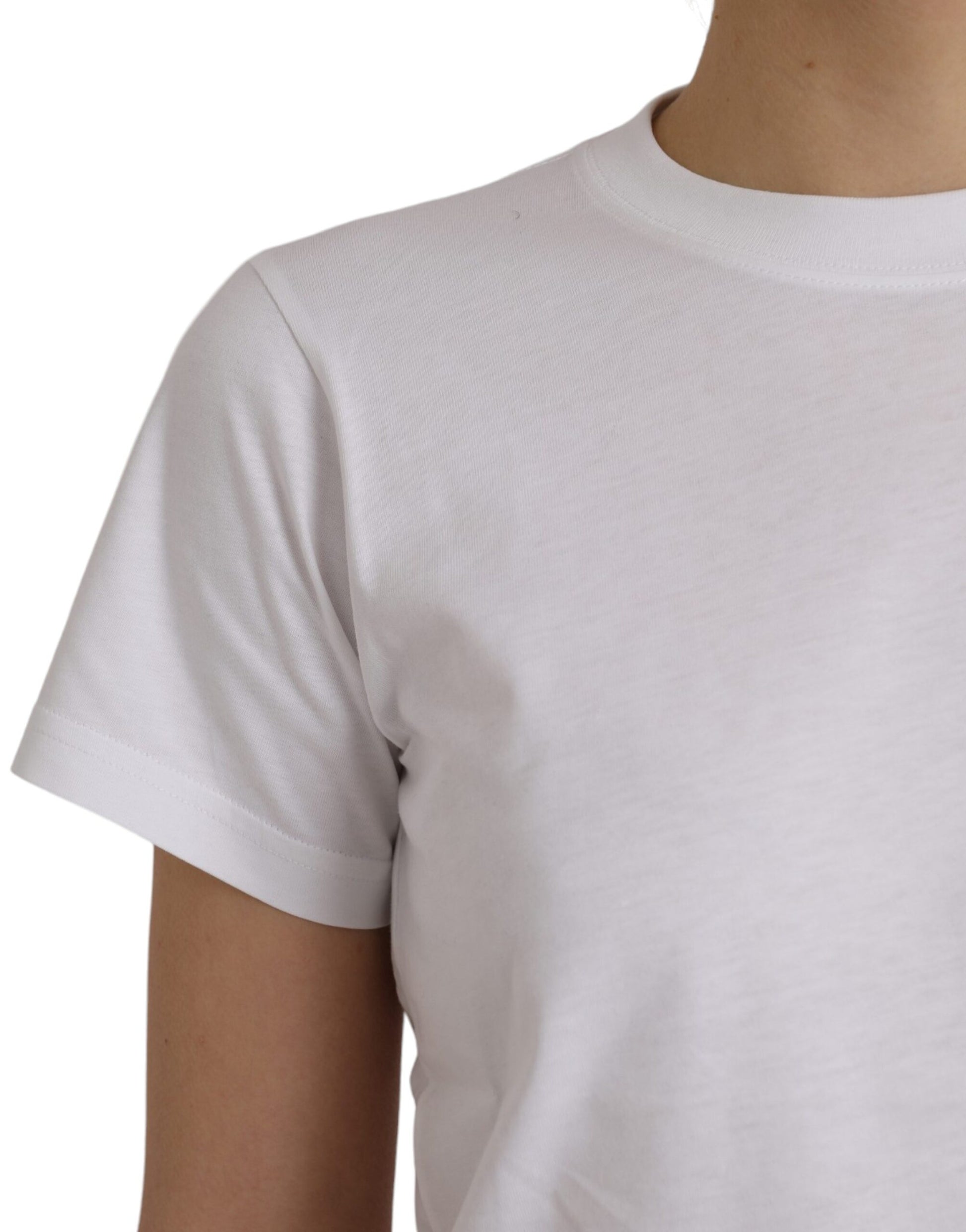 T-shirt à manches courtes et col ras du cou en coton blanc Balenciaga