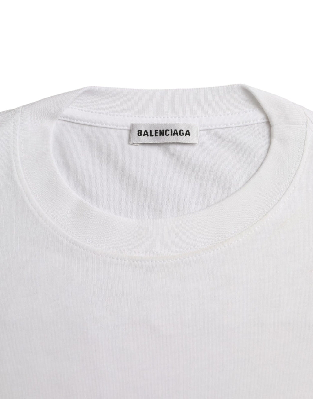 T-shirt à manches courtes et col ras du cou en coton blanc Balenciaga
