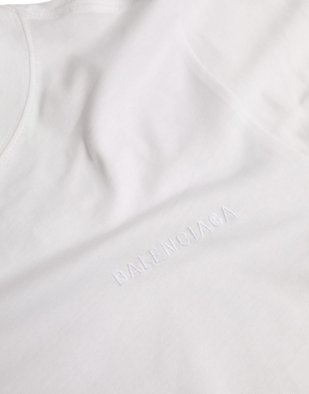 T-shirt à manches courtes et col ras du cou en coton blanc Balenciaga