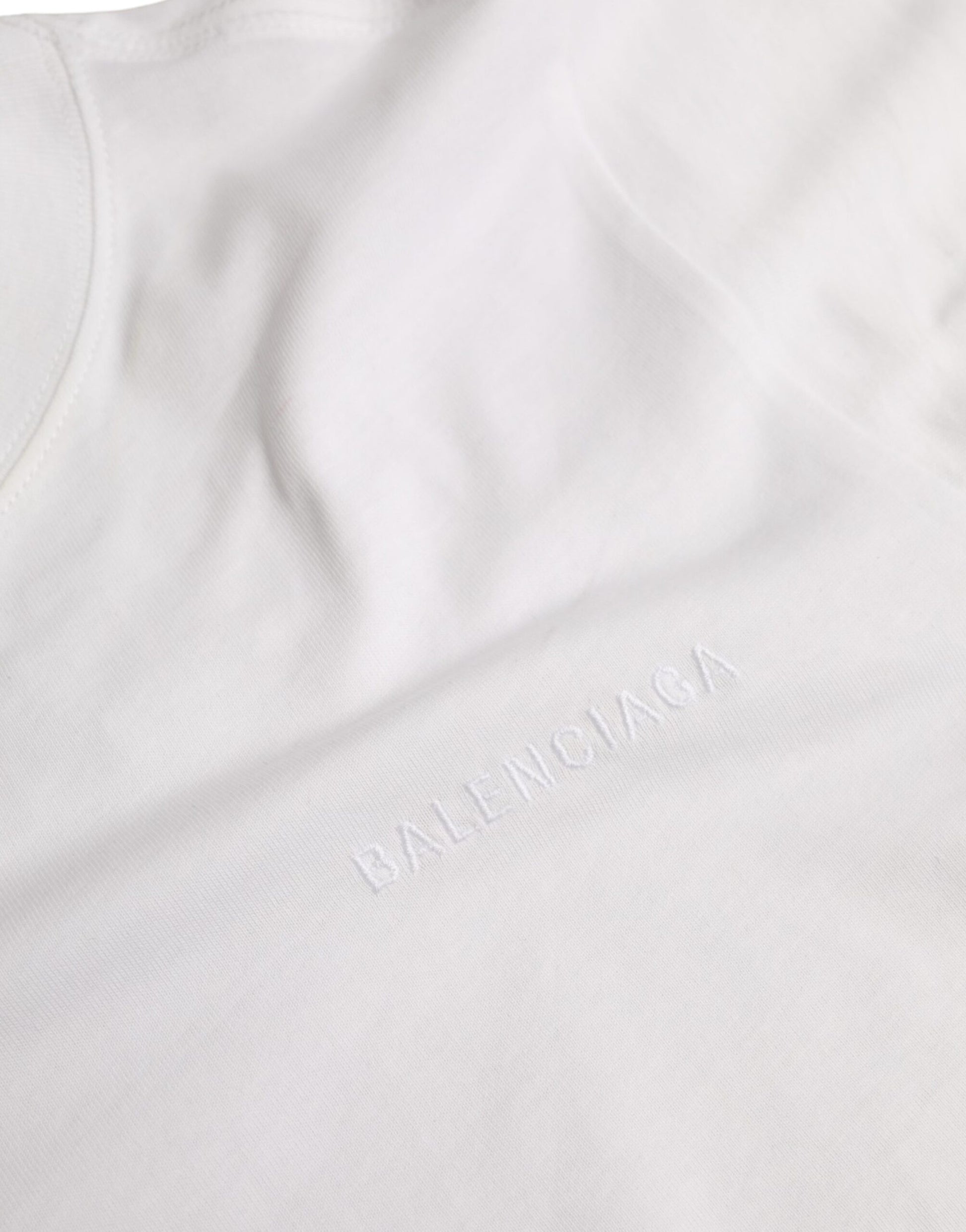 T-shirt à manches courtes et col ras du cou en coton blanc Balenciaga