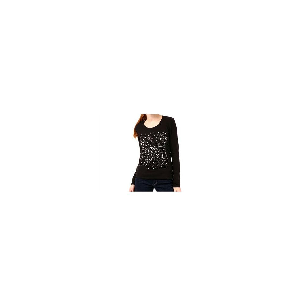 T-shirt femme en coton noir Montana Blu