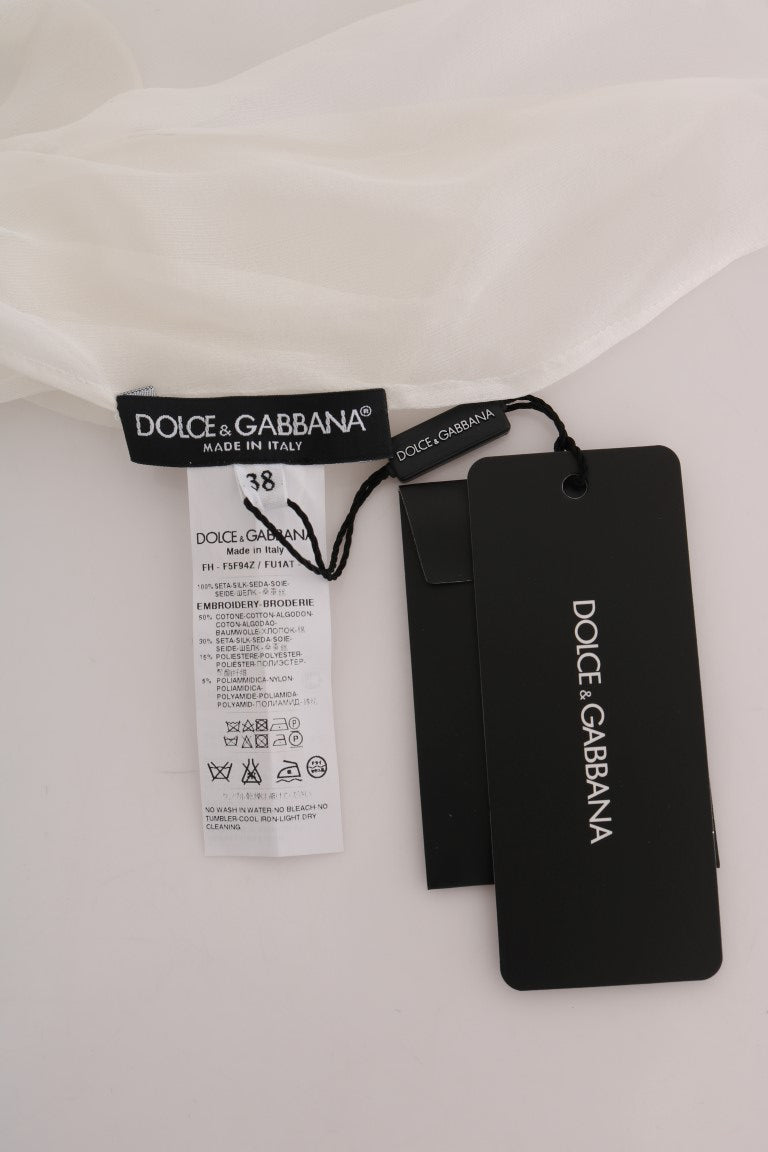 Chemise en soie à appliqués de marguerites blanches Dolce &amp; Gabbana