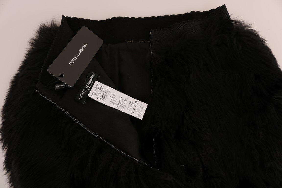 Mini-culotte en fourrure de vison noir Dolce &amp; Gabbana