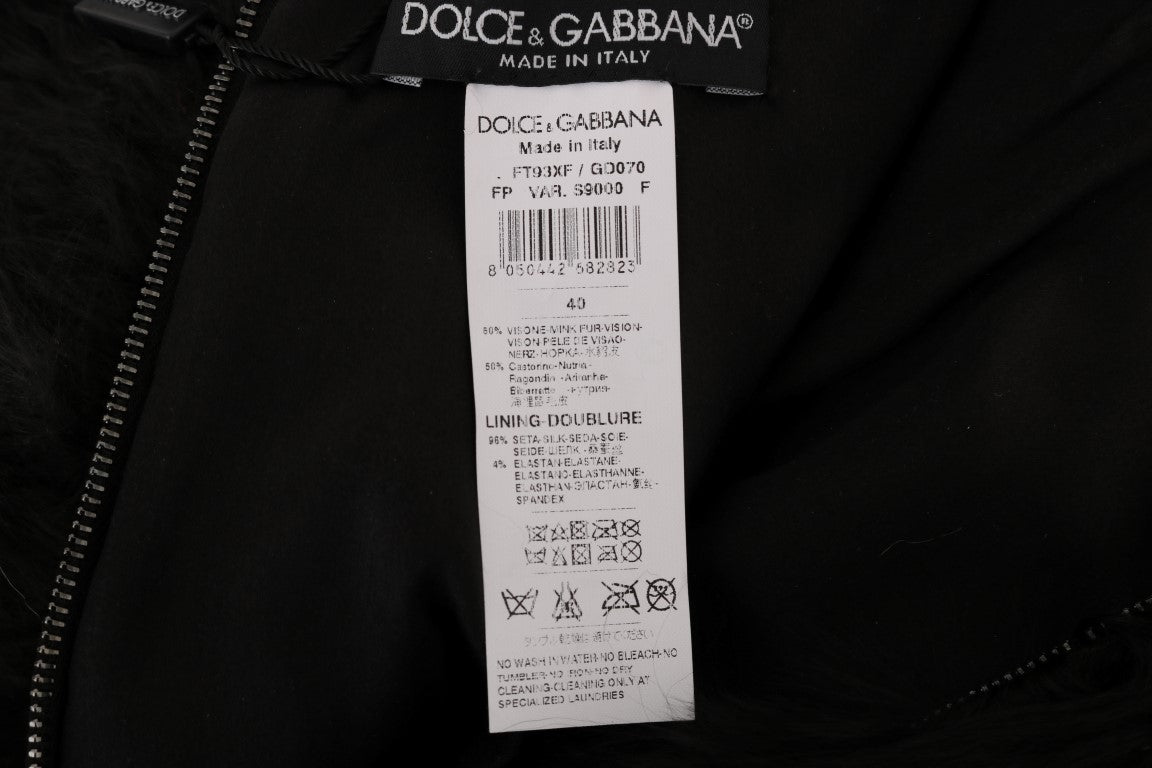 Mini-culotte en fourrure de vison noir Dolce &amp; Gabbana