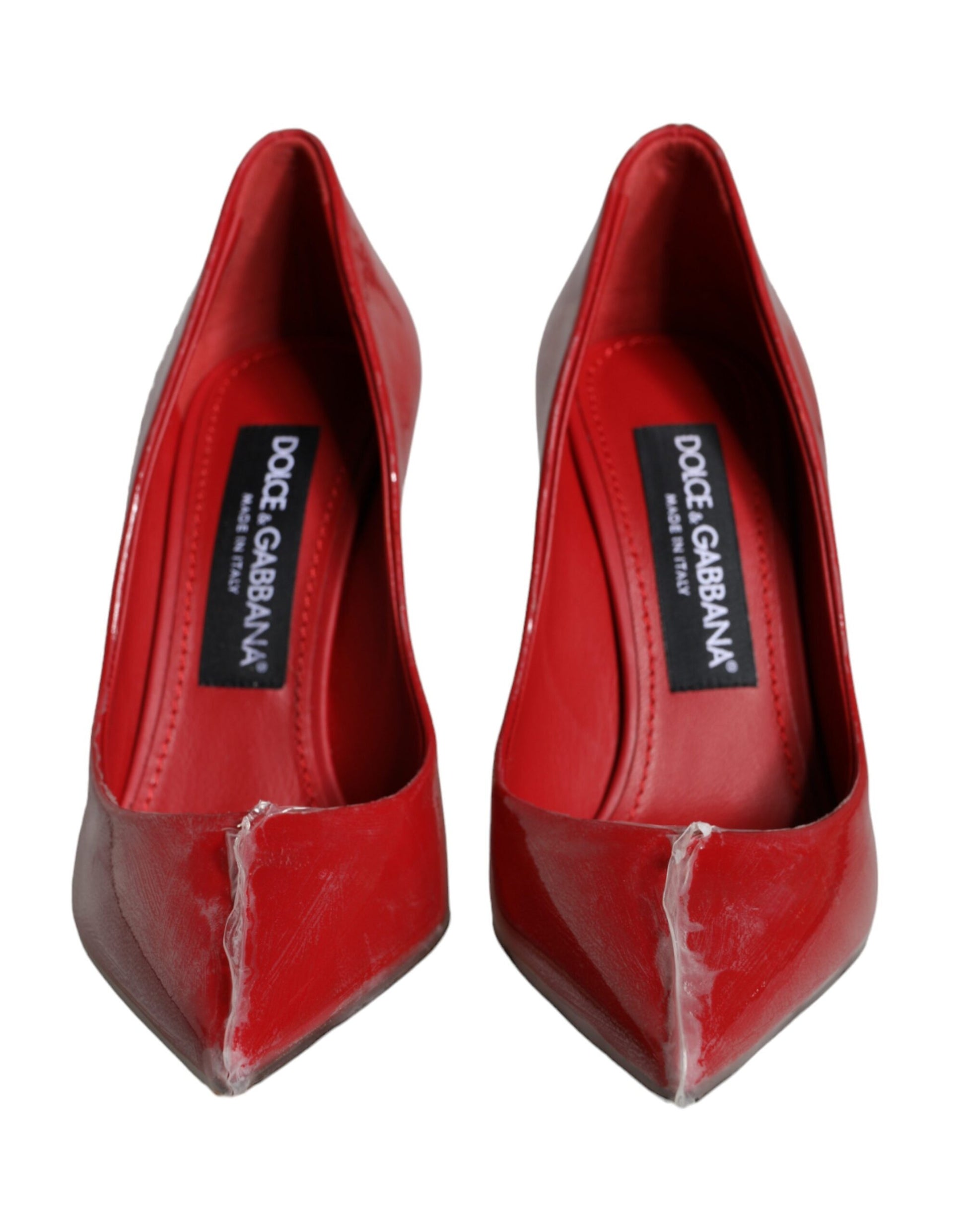 Escarpins à talons en cuir verni rouge Dolce &amp; Gabbana avec fausses perles
