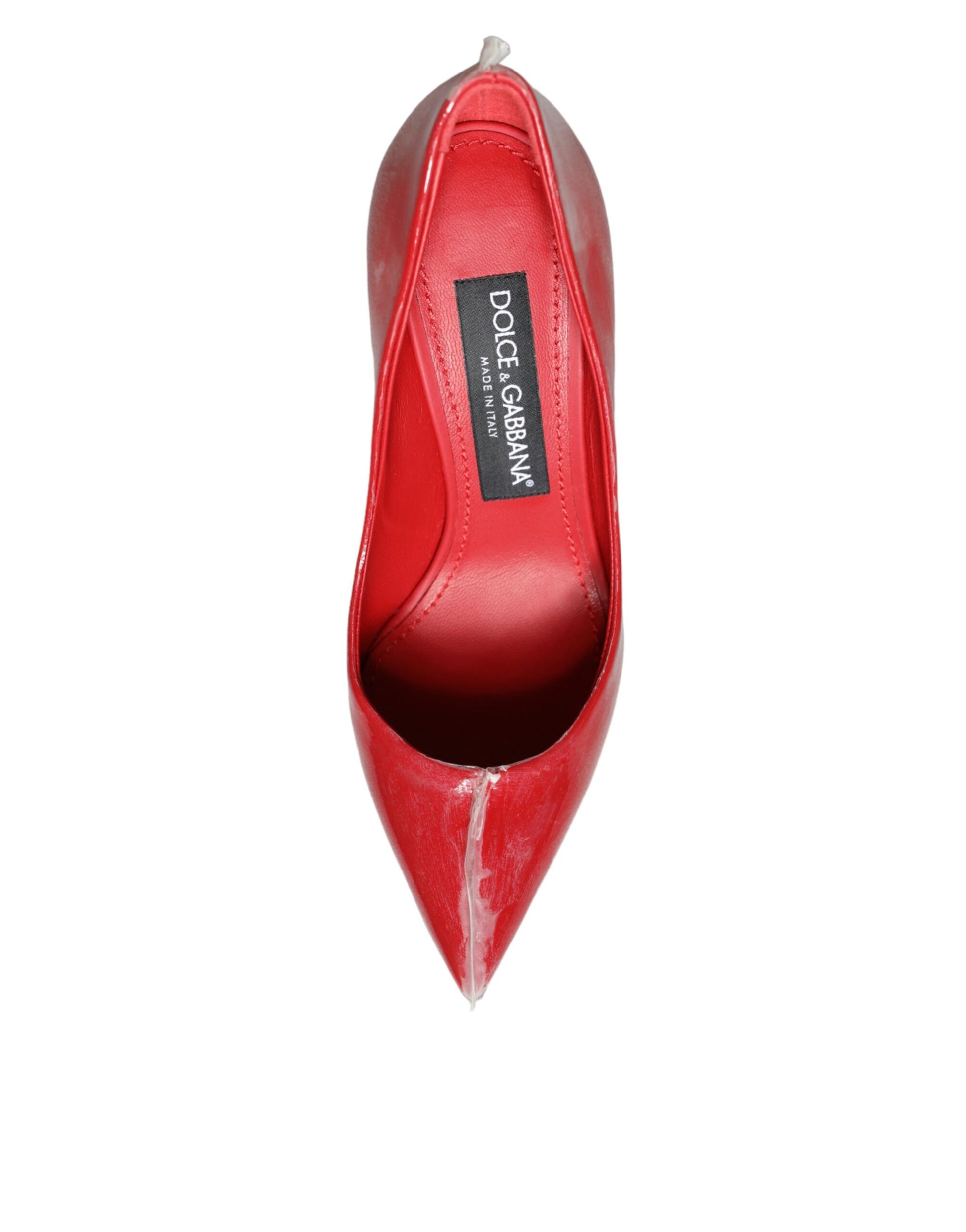 Escarpins à talons en cuir verni rouge Dolce &amp; Gabbana avec fausses perles