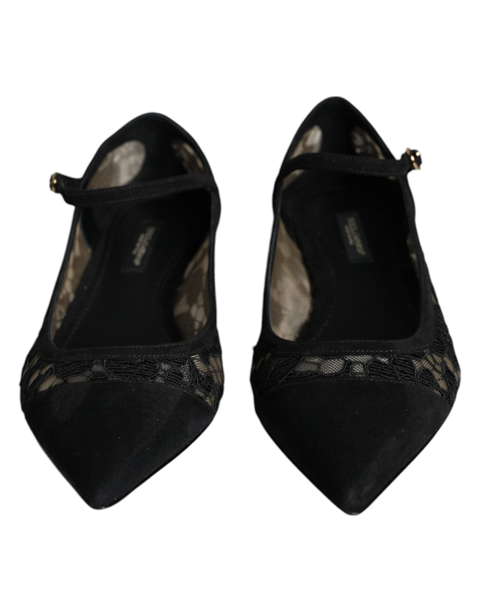 Chaussures plates Bellucci noires en dentelle Taormina de Dolce &amp; Gabbana