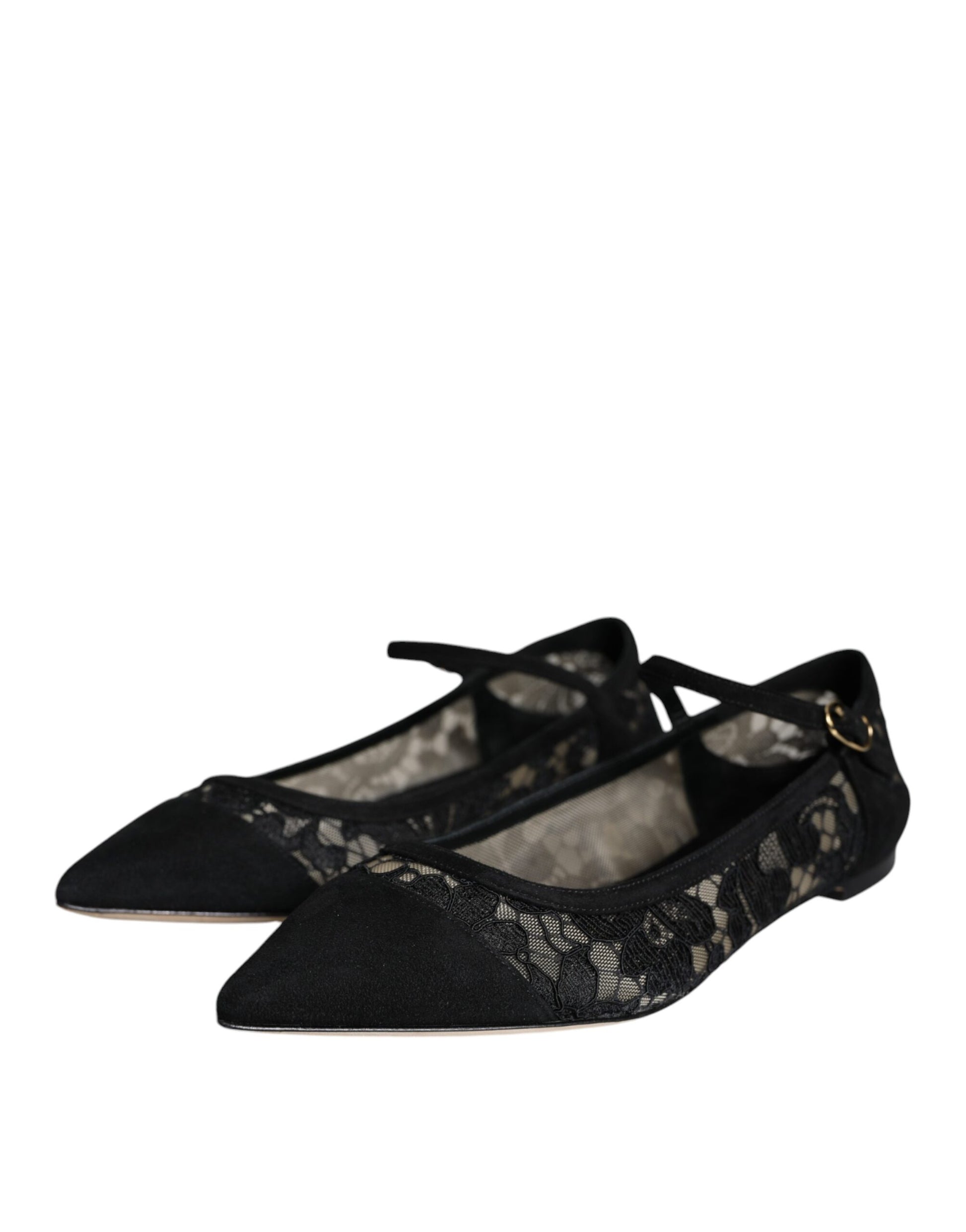 Chaussures plates Bellucci noires en dentelle Taormina de Dolce &amp; Gabbana