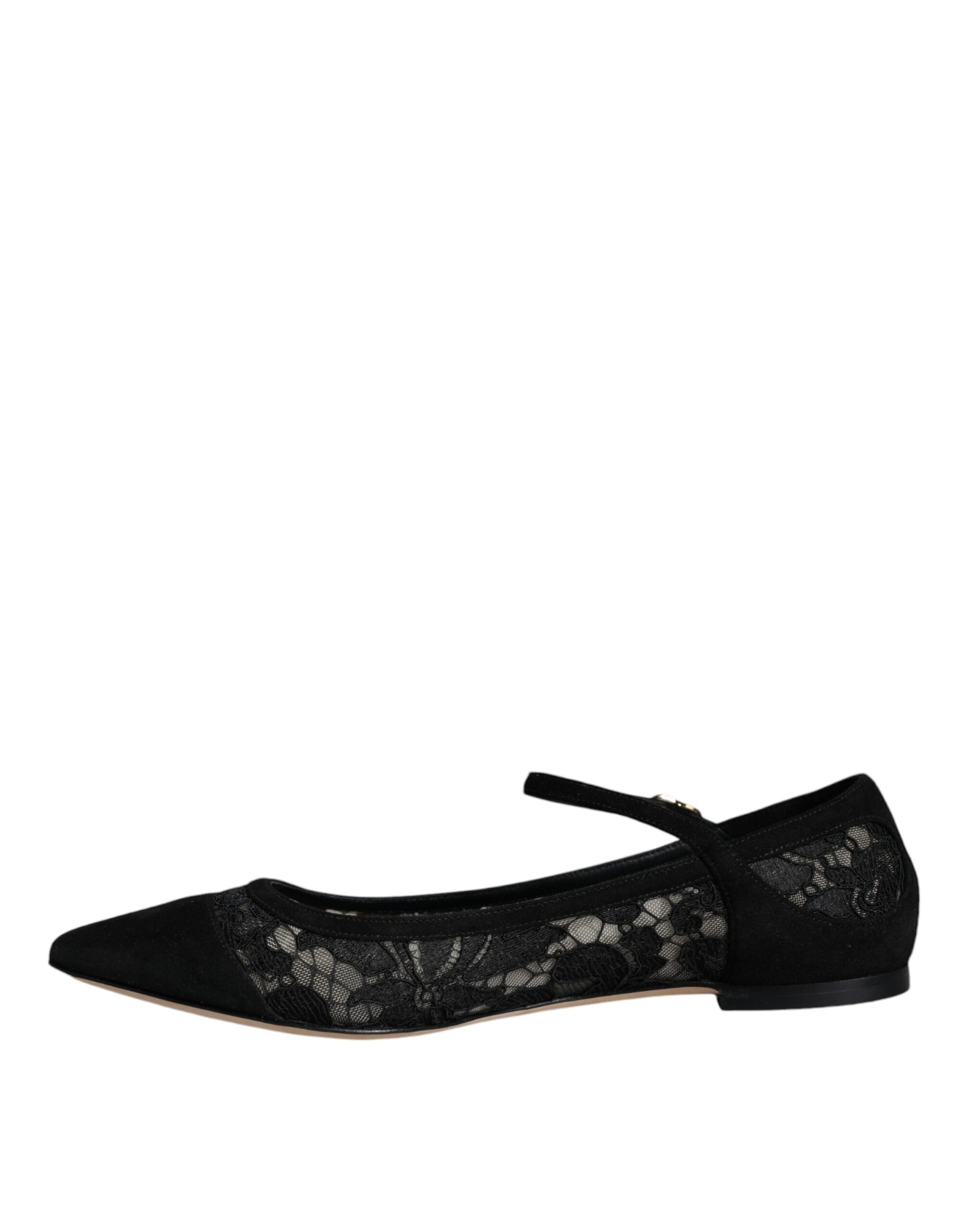 Chaussures plates Bellucci noires en dentelle Taormina de Dolce &amp; Gabbana