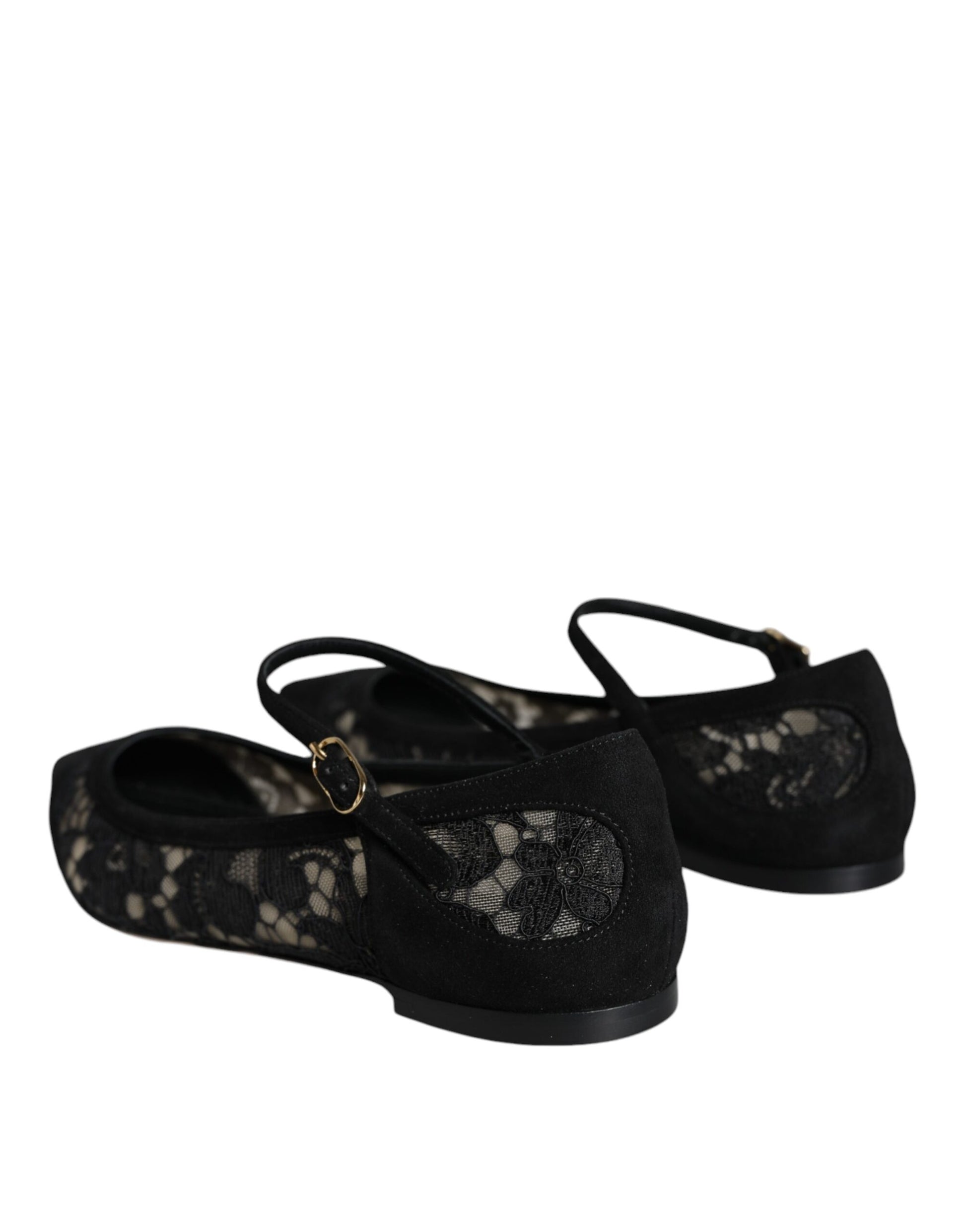 Chaussures plates Bellucci noires en dentelle Taormina de Dolce &amp; Gabbana