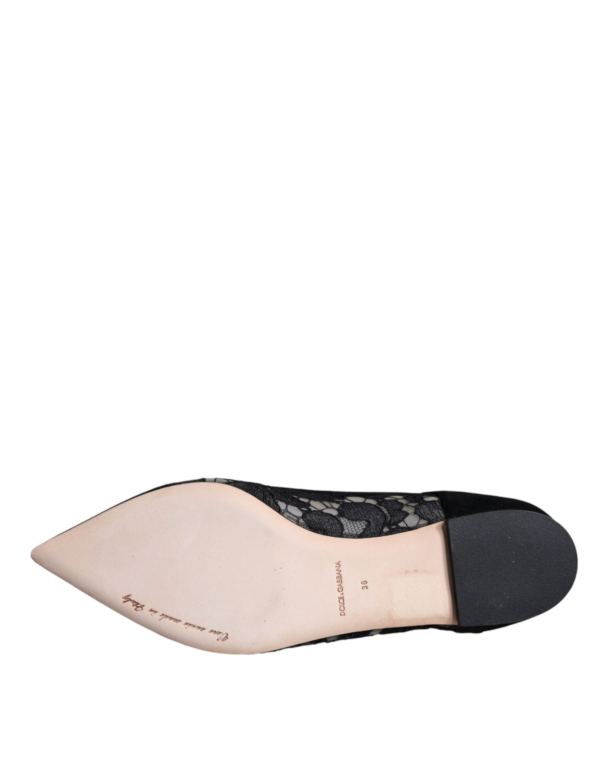 Chaussures plates Bellucci noires en dentelle Taormina de Dolce &amp; Gabbana