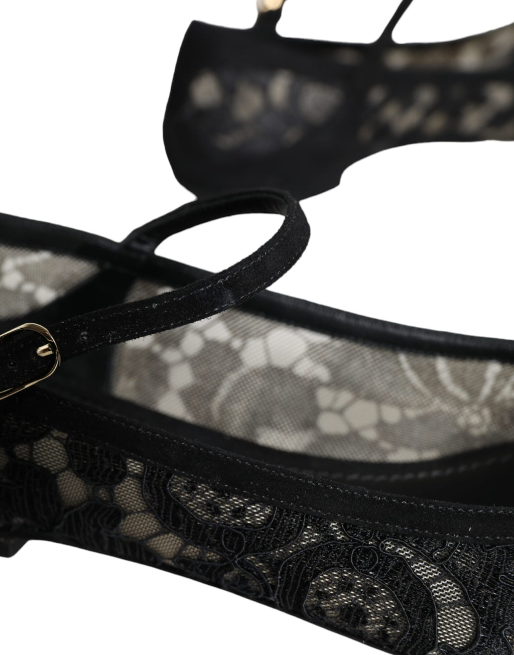 Chaussures plates Bellucci noires en dentelle Taormina de Dolce &amp; Gabbana