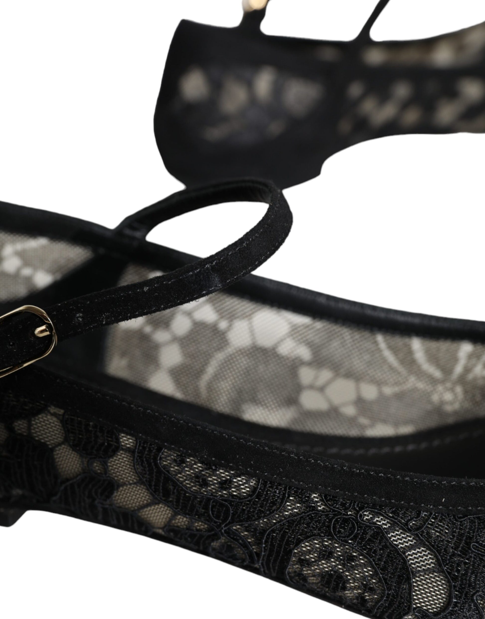 Chaussures plates Bellucci noires en dentelle Taormina de Dolce &amp; Gabbana