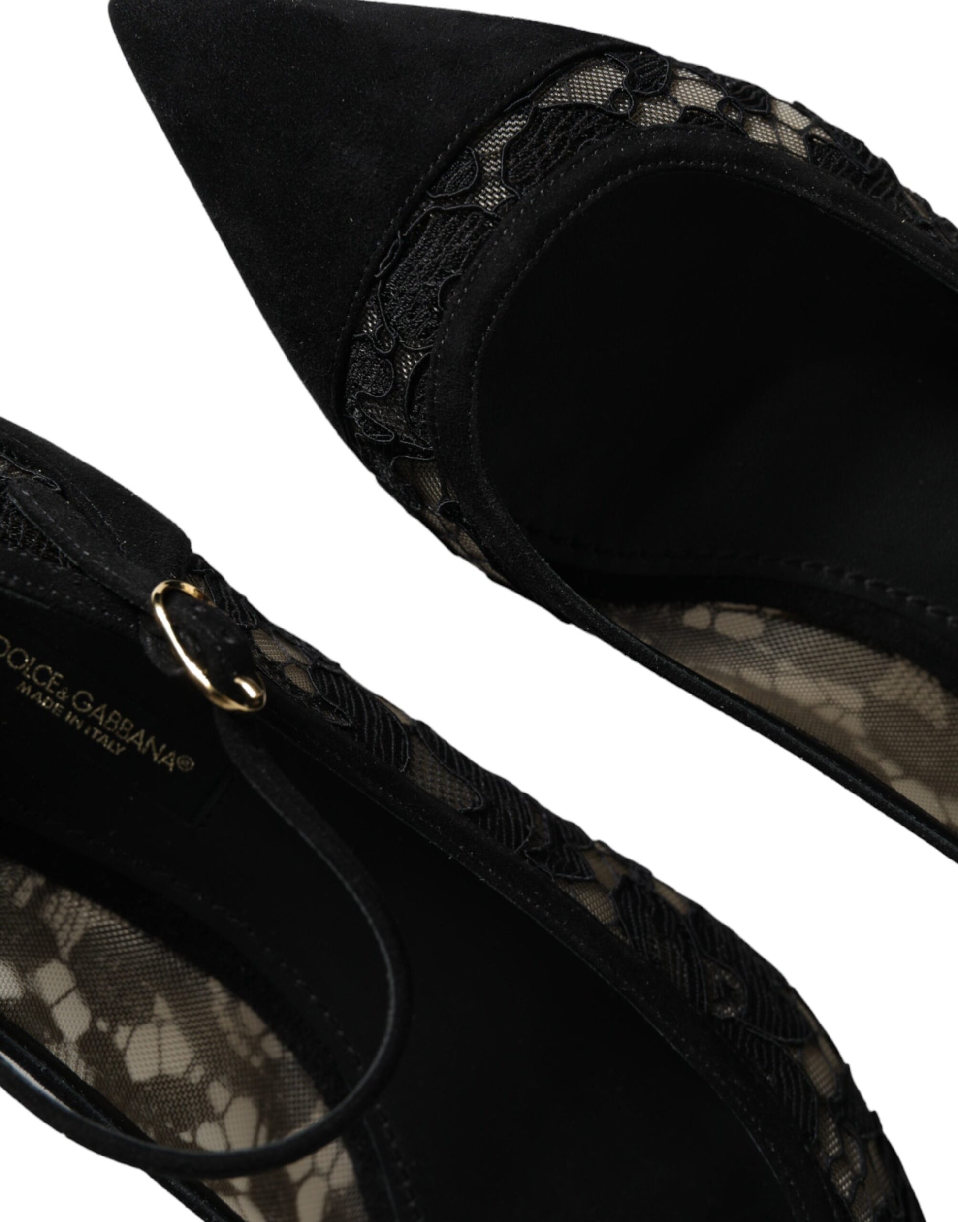 Chaussures plates Bellucci noires en dentelle Taormina de Dolce &amp; Gabbana