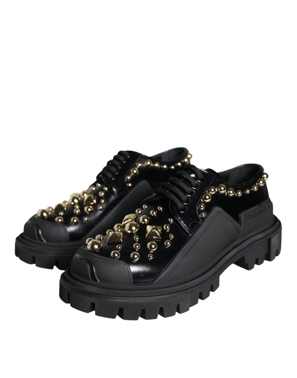 Chaussures de randonnée en cuir noir Dolce &amp; Gabbana à ornements
