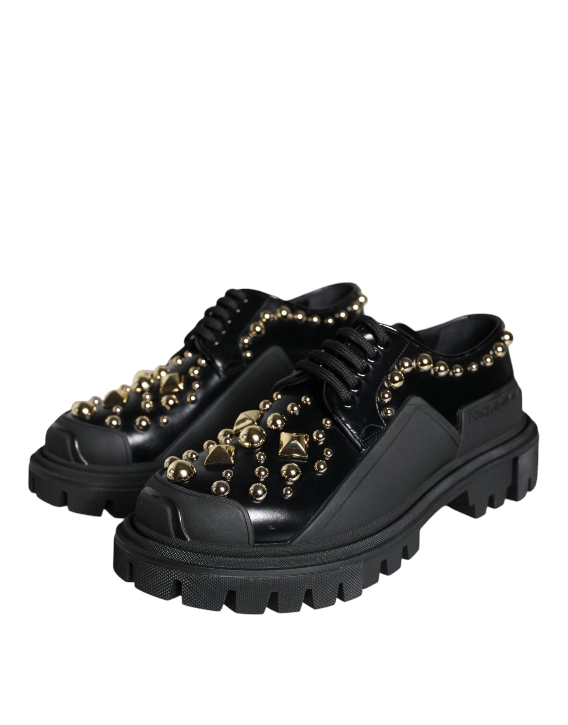 Chaussures de randonnée en cuir noir Dolce &amp; Gabbana à ornements