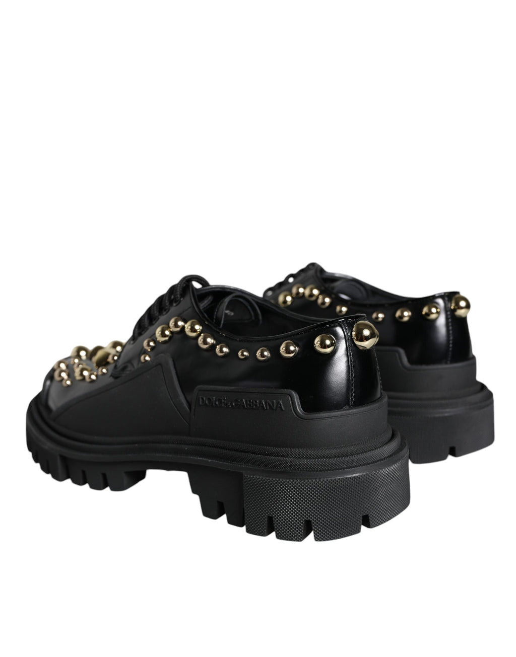 Chaussures de randonnée en cuir noir Dolce &amp; Gabbana à ornements