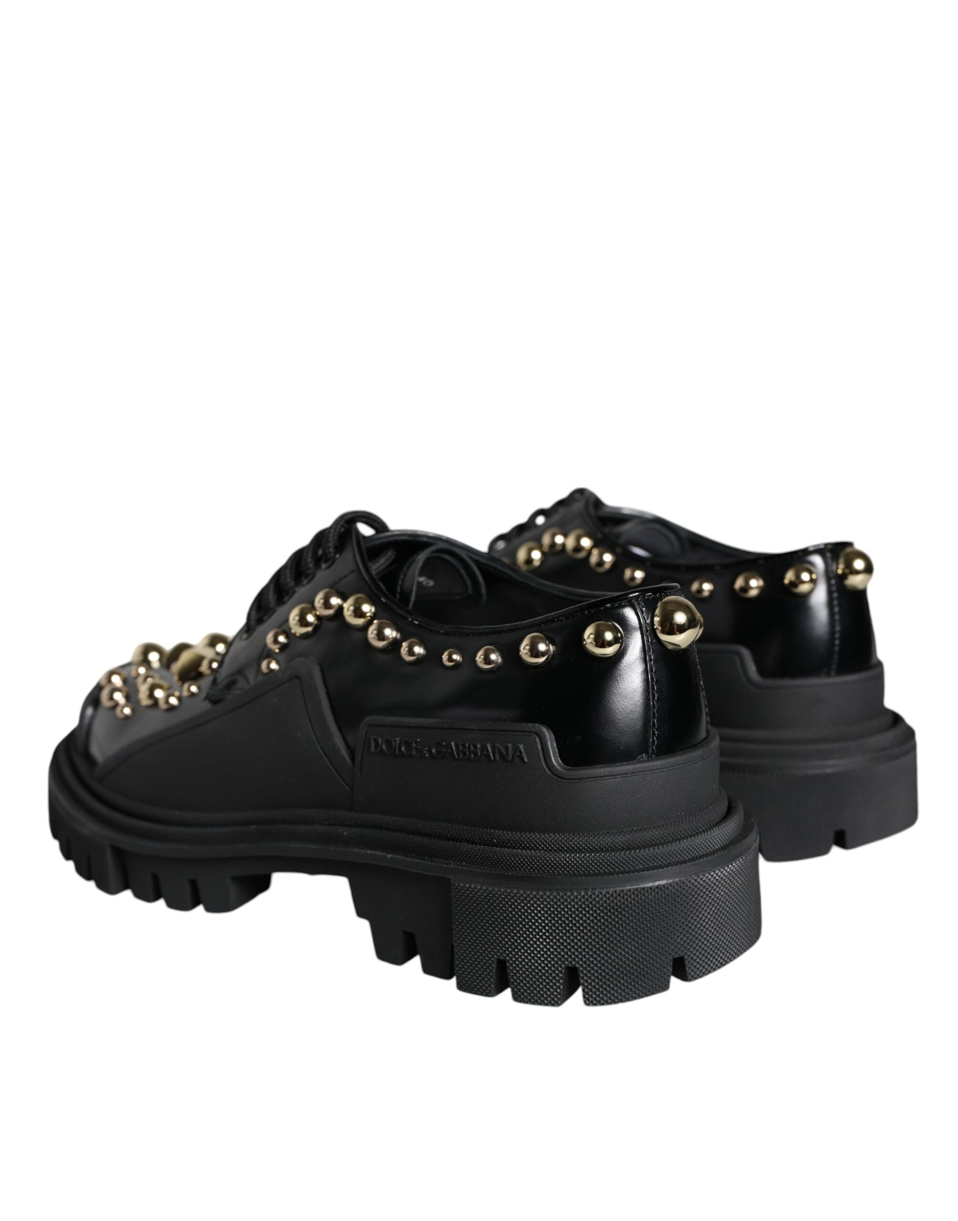 Chaussures de randonnée en cuir noir Dolce &amp; Gabbana à ornements