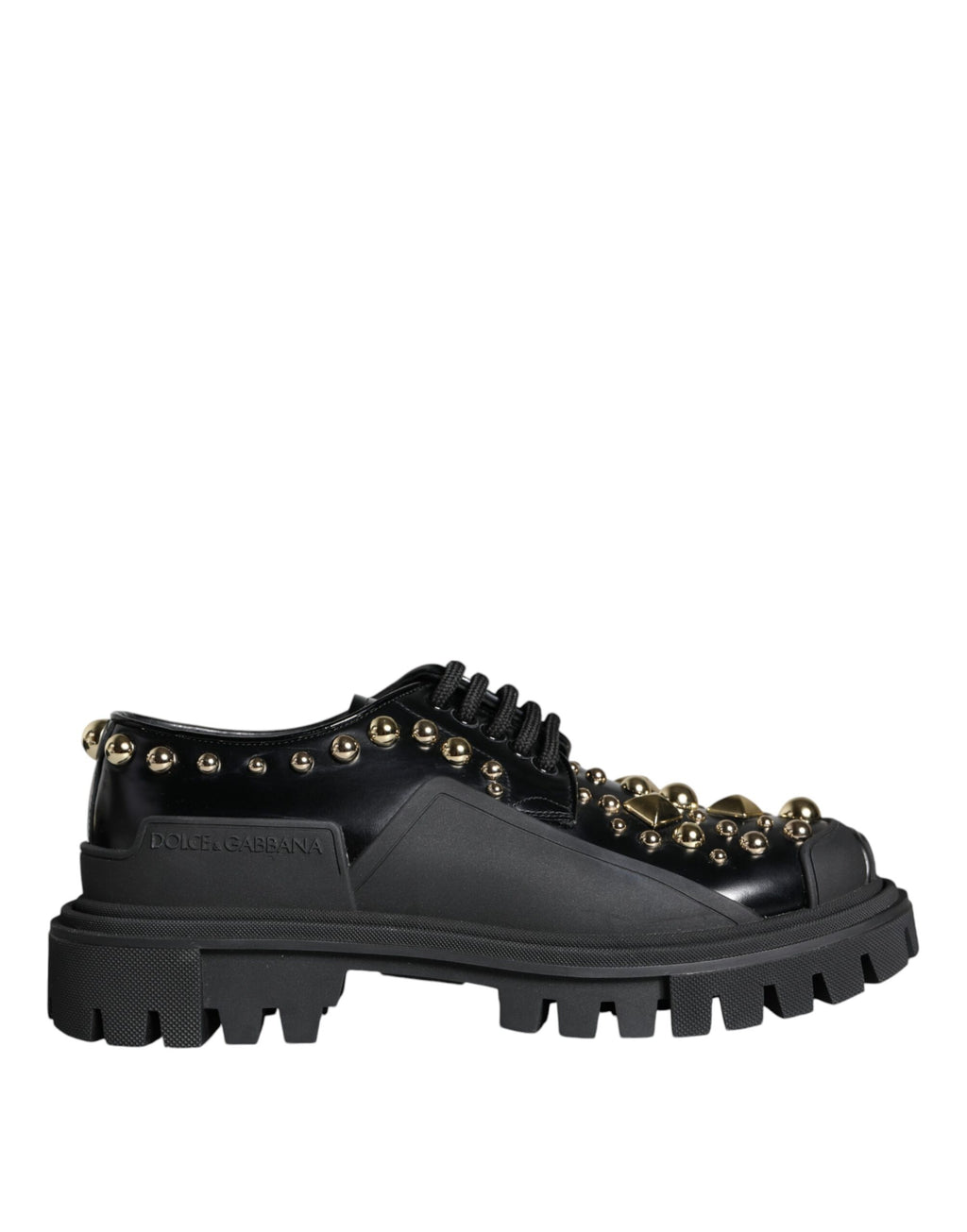 Chaussures de randonnée en cuir noir Dolce &amp; Gabbana à ornements