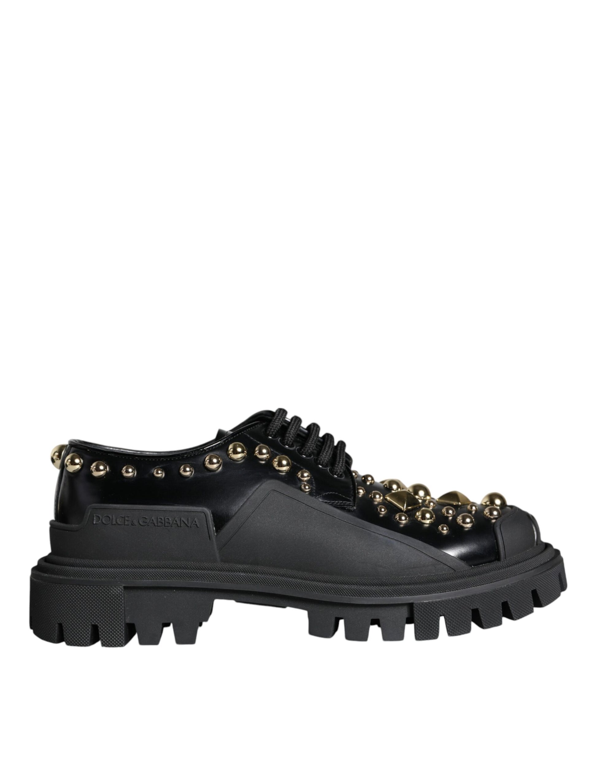 Chaussures de randonnée en cuir noir Dolce &amp; Gabbana à ornements