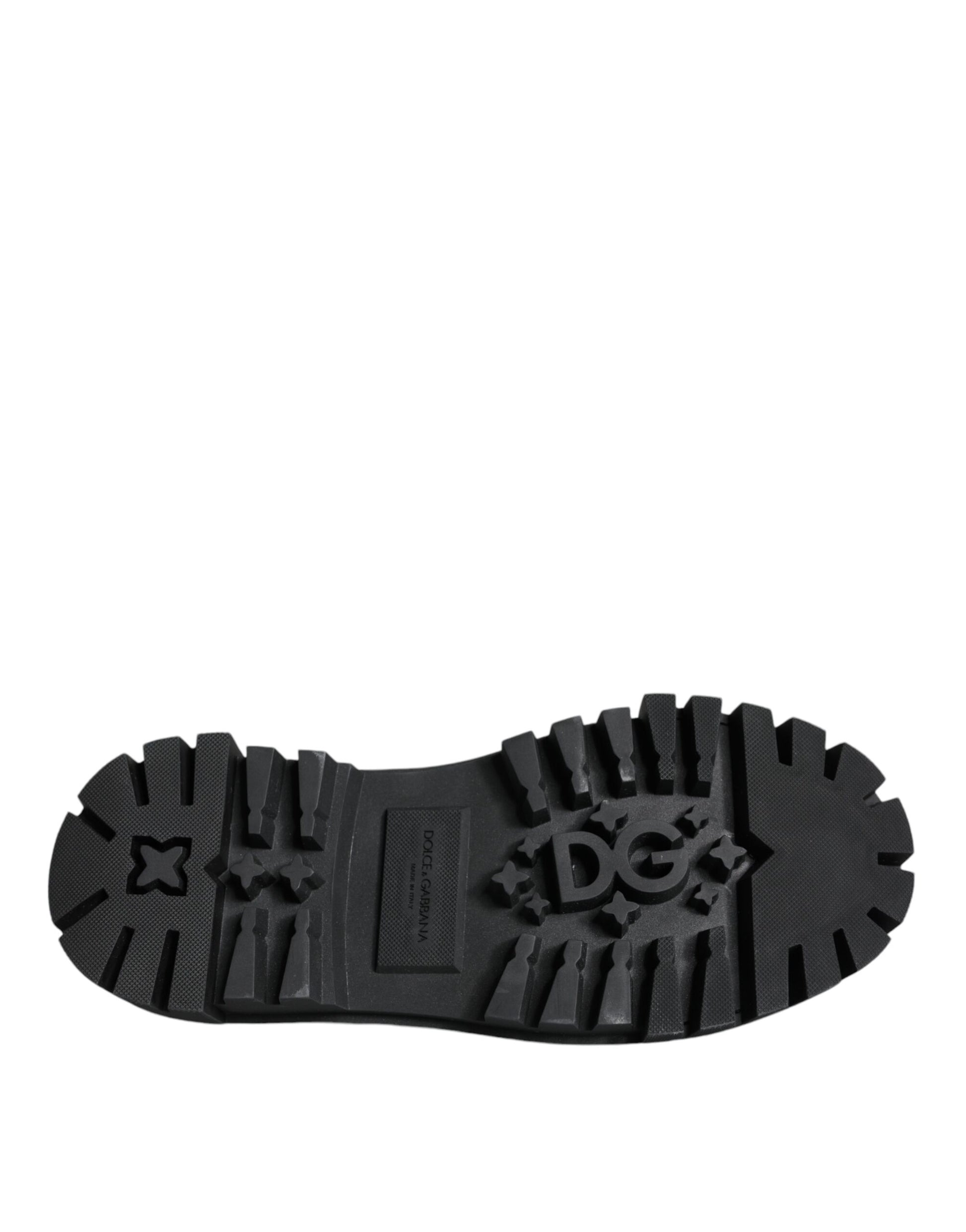 Chaussures de randonnée en cuir noir Dolce &amp; Gabbana à ornements