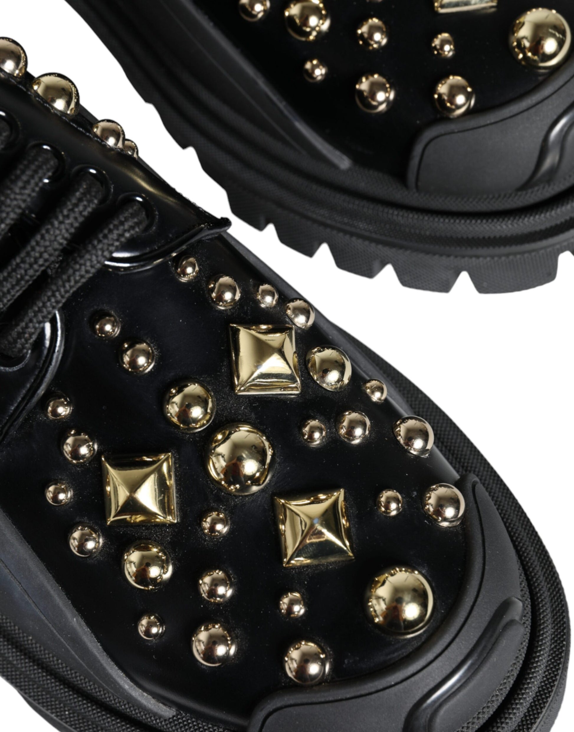 Chaussures de randonnée en cuir noir Dolce &amp; Gabbana à ornements