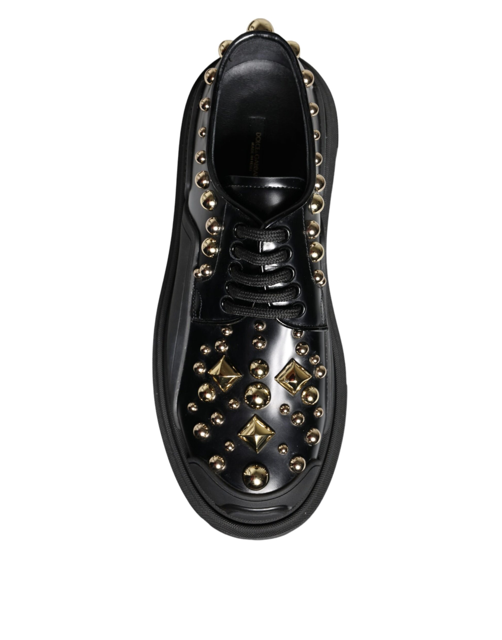 Chaussures de randonnée en cuir noir Dolce &amp; Gabbana à ornements
