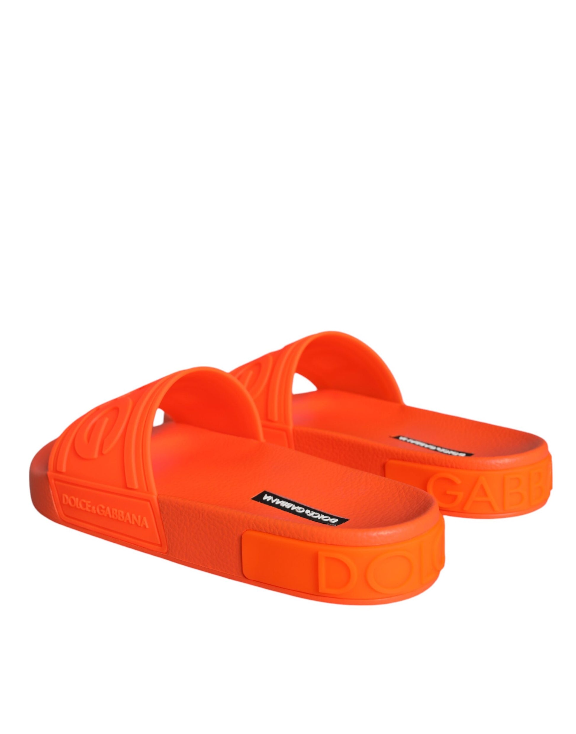 Sandales à enfiler en caoutchouc orange Dolce &amp; Gabbana, chaussures de plage