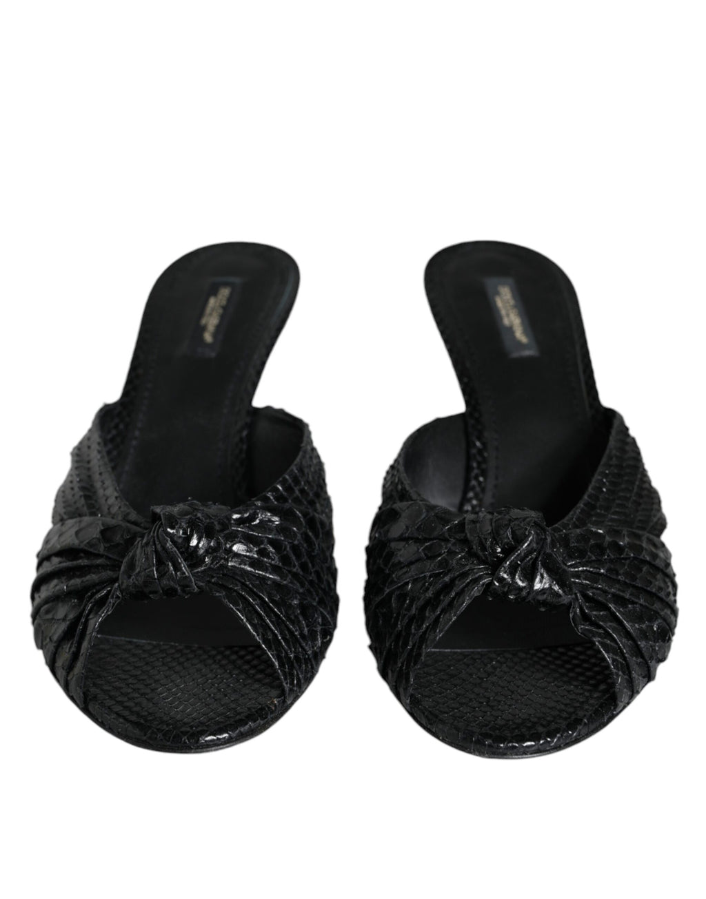 Sandales à talons en cuir noir Dolce &amp; Gabbana