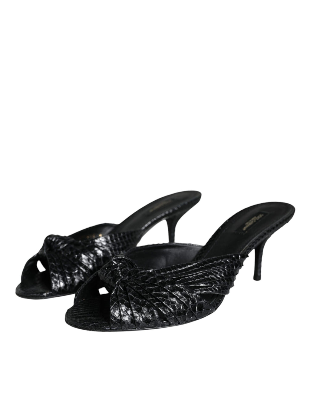 Sandales à talons en cuir noir Dolce &amp; Gabbana