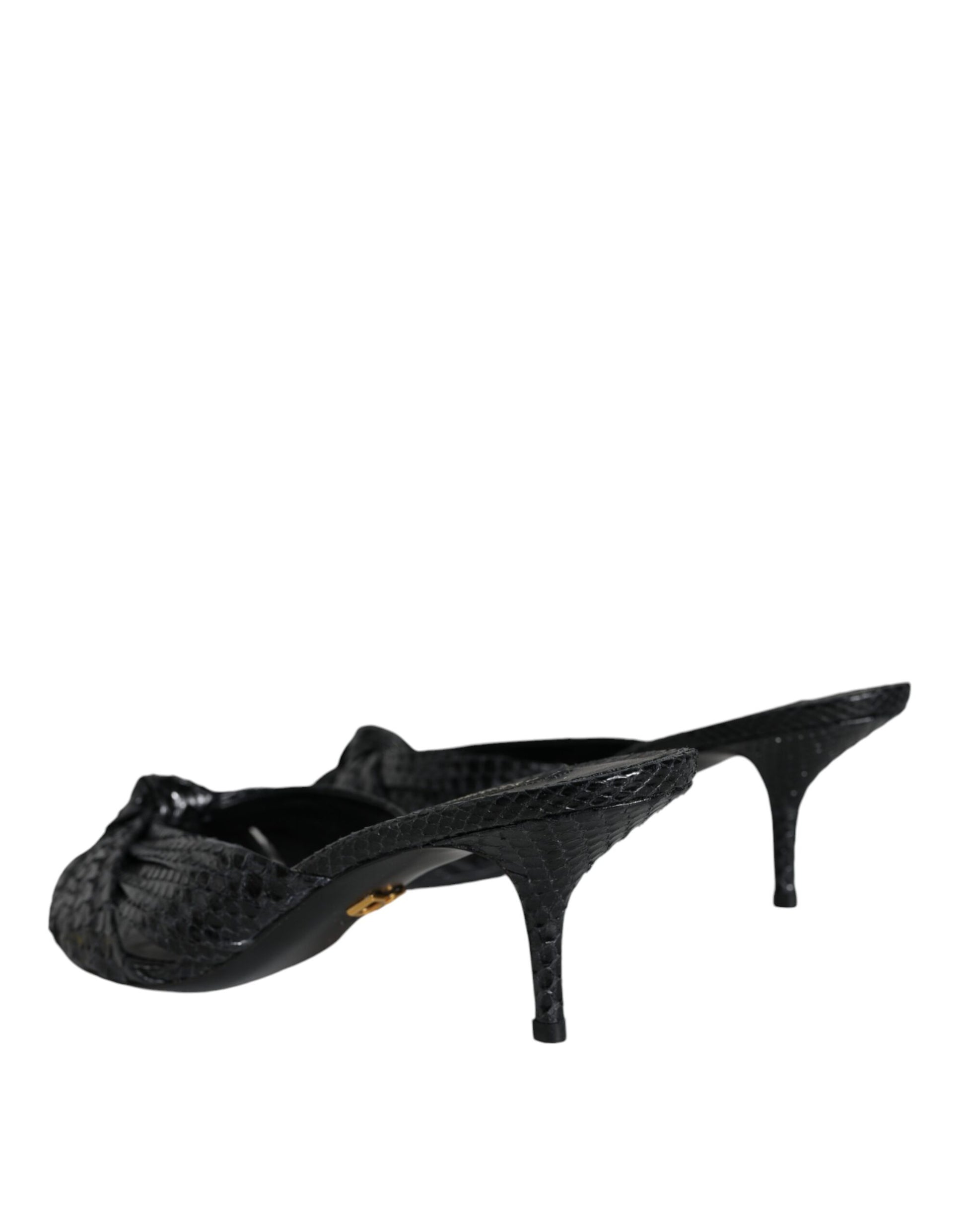 Sandales à talons en cuir noir Dolce &amp; Gabbana