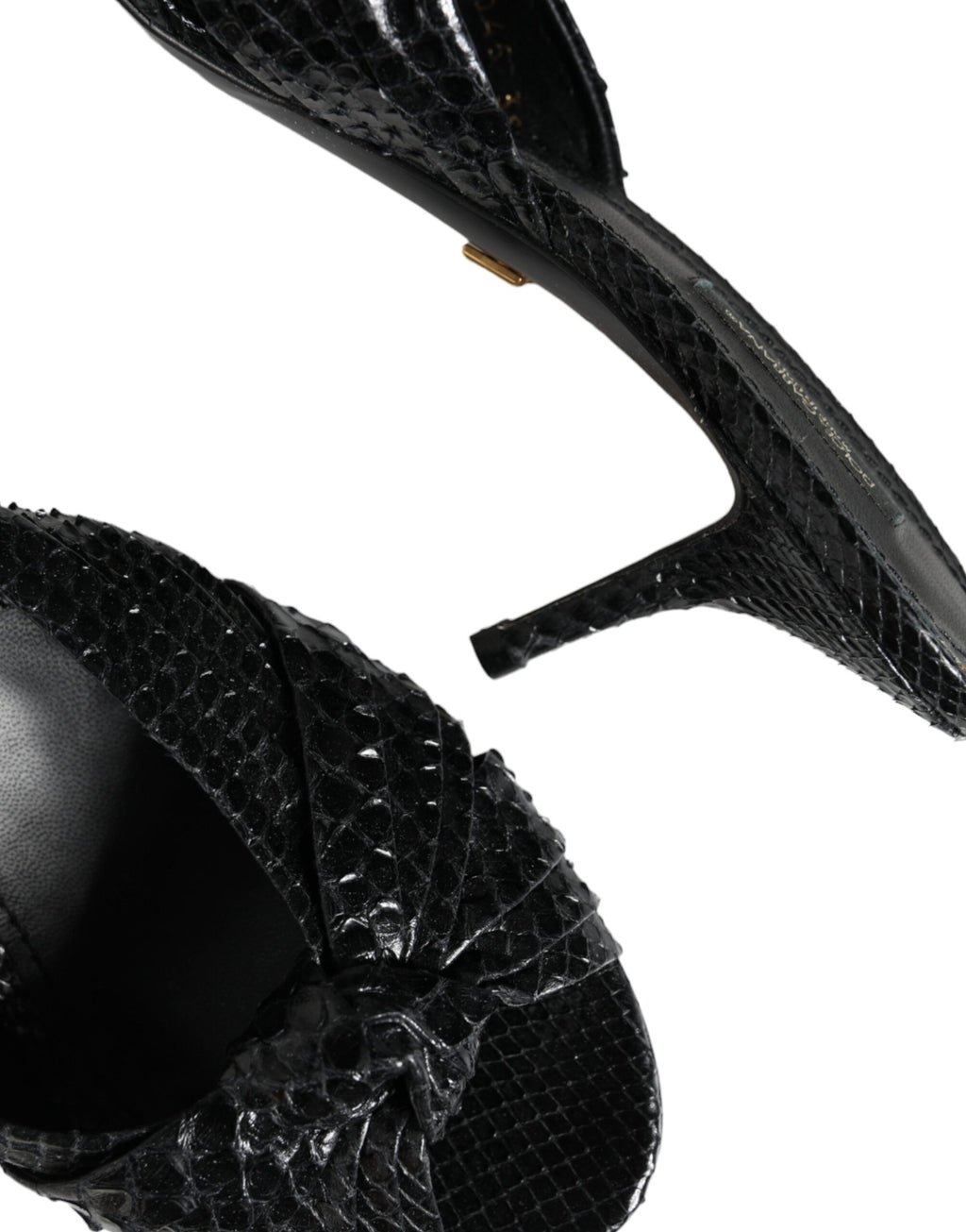 Sandales à talons en cuir noir Dolce &amp; Gabbana