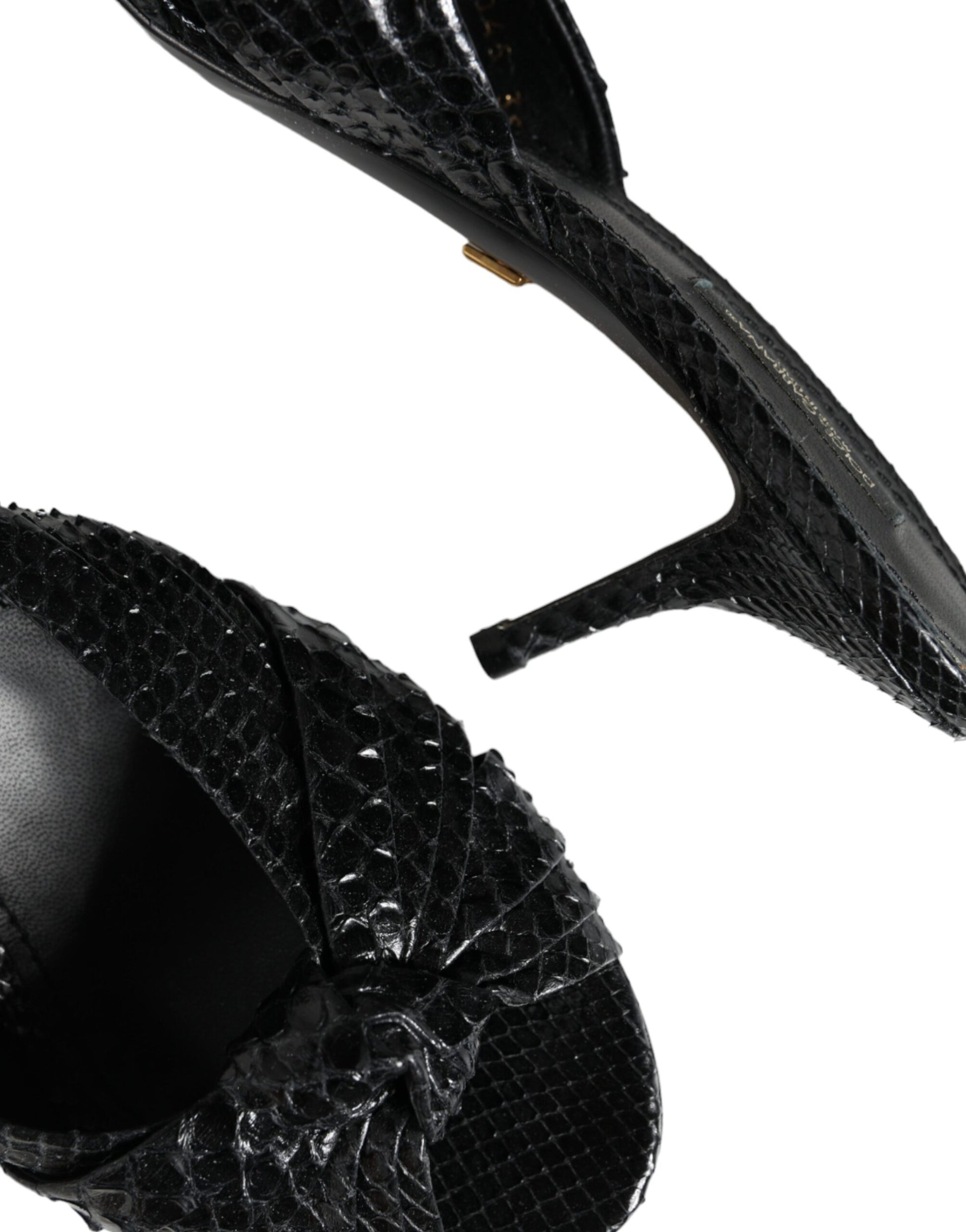 Sandales à talons en cuir noir Dolce &amp; Gabbana