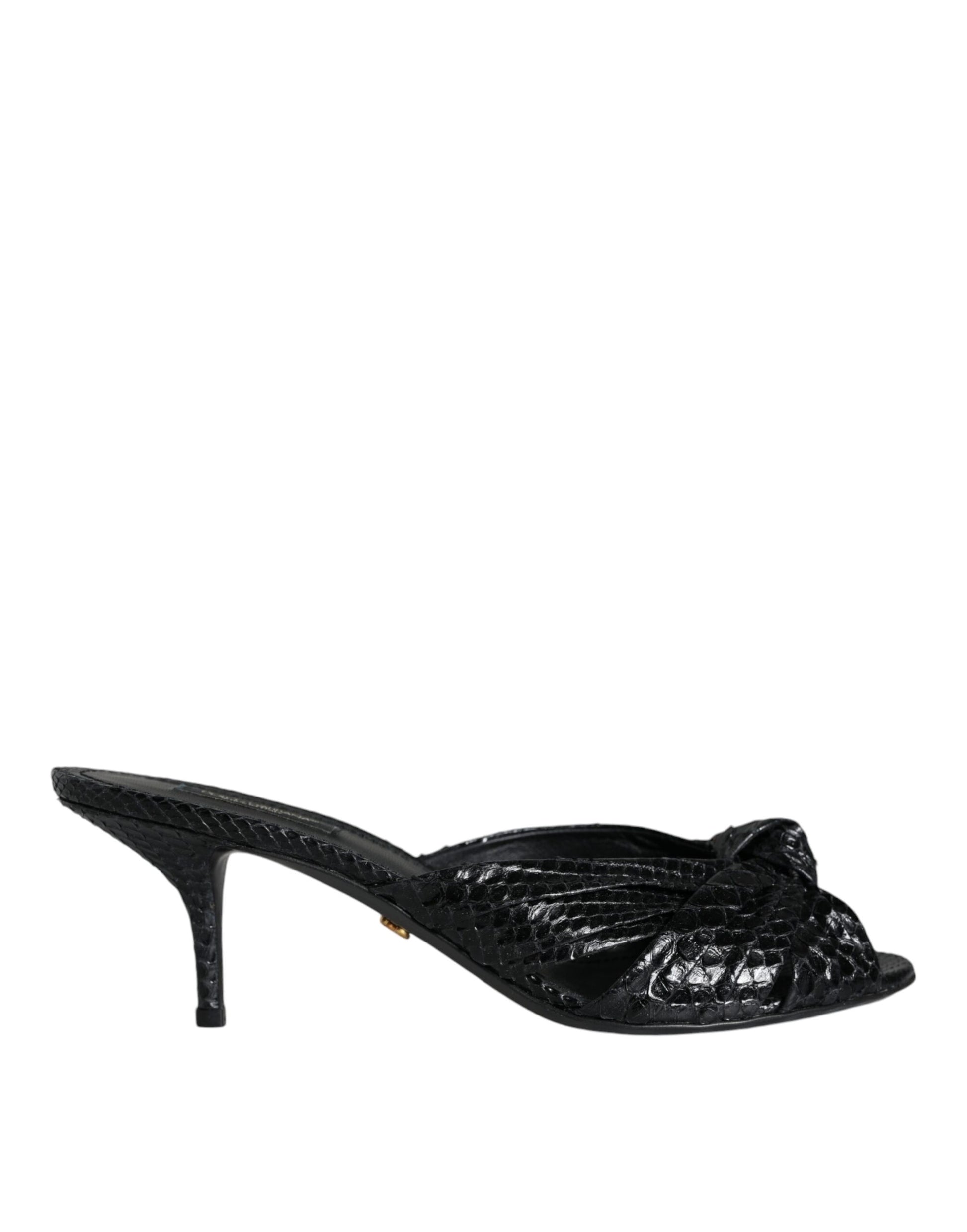 Sandales à talons en cuir noir Dolce &amp; Gabbana