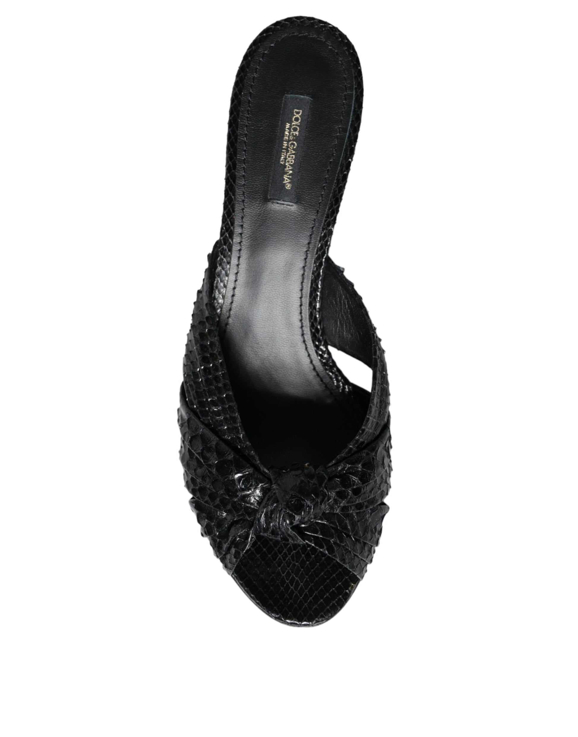 Sandales à talons en cuir noir Dolce &amp; Gabbana