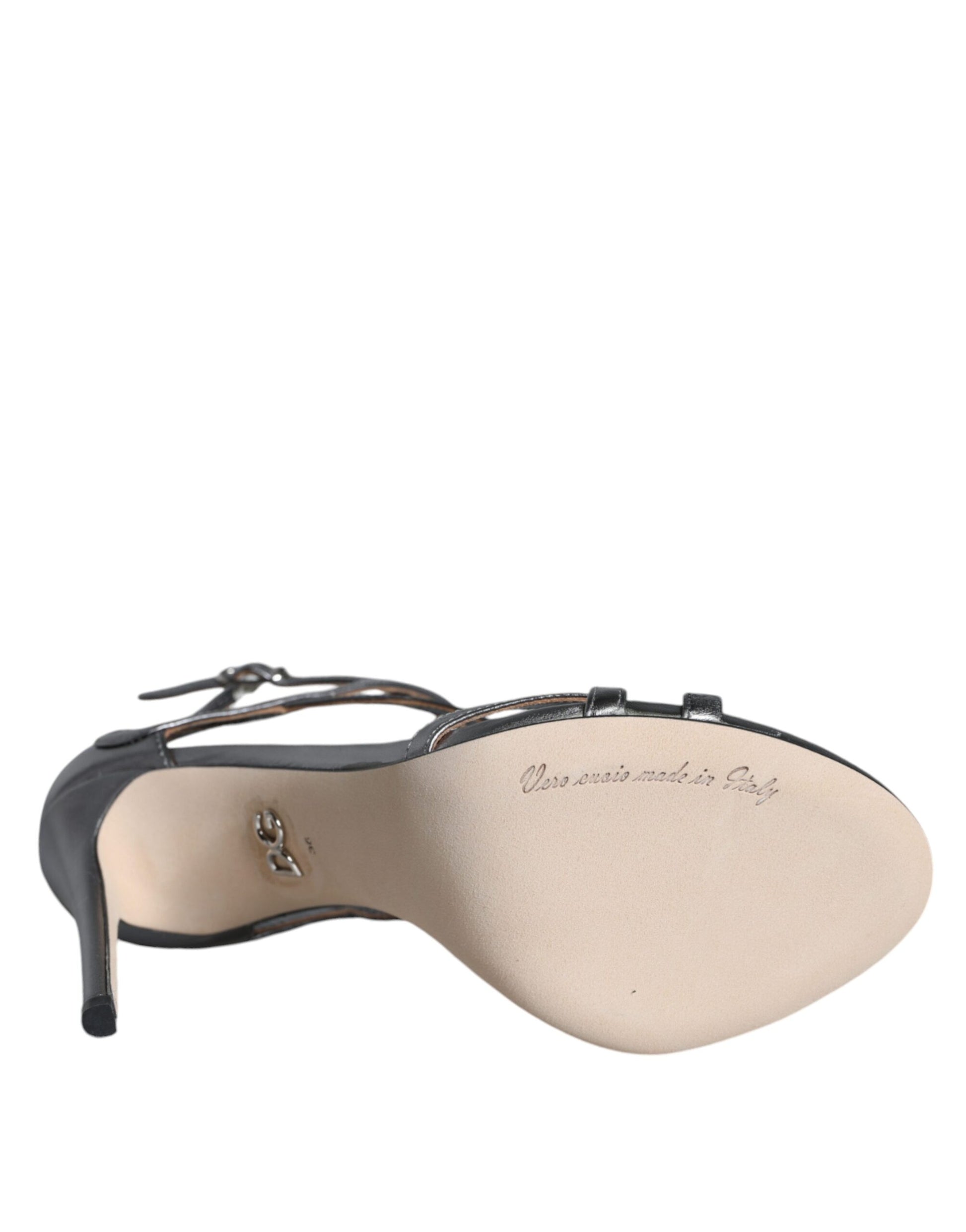 Sandales à talons en cuir argenté Dolce &amp; Gabbana Keira