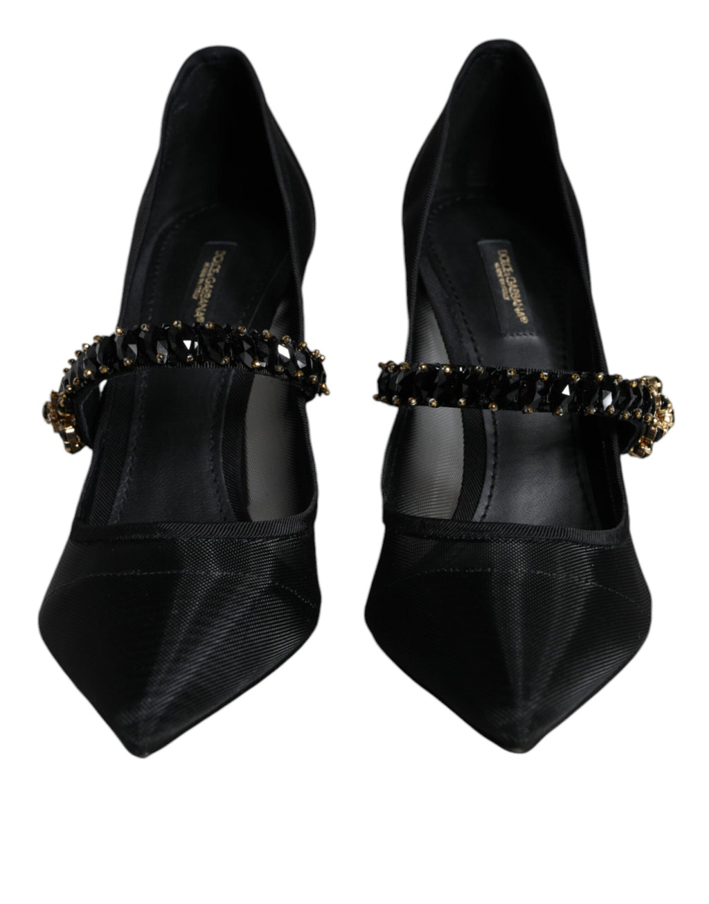 Escarpins Dolce &amp; Gabbana en maille noire Mary Jane à talons en cristal