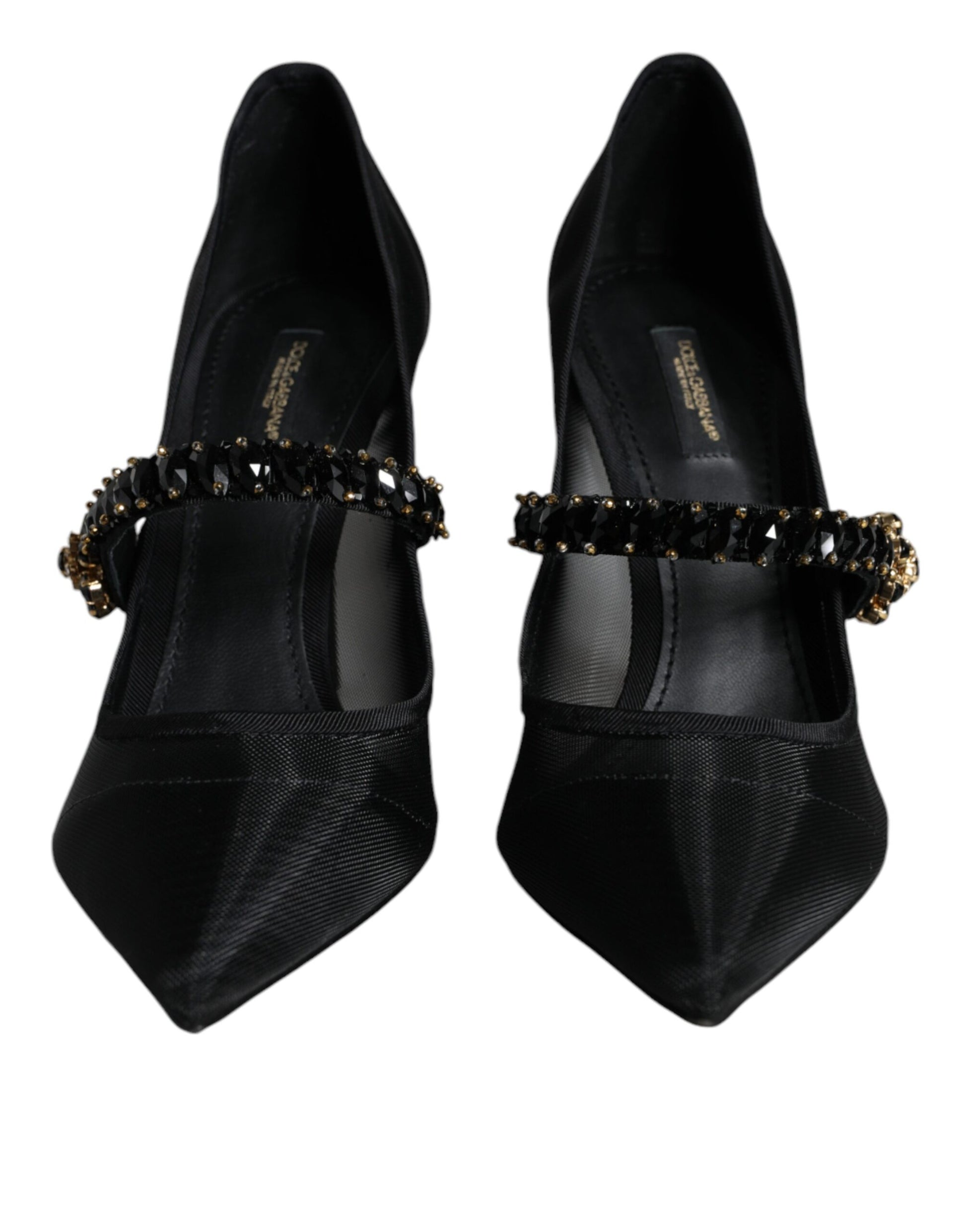 Escarpins Dolce &amp; Gabbana en maille noire Mary Jane à talons en cristal