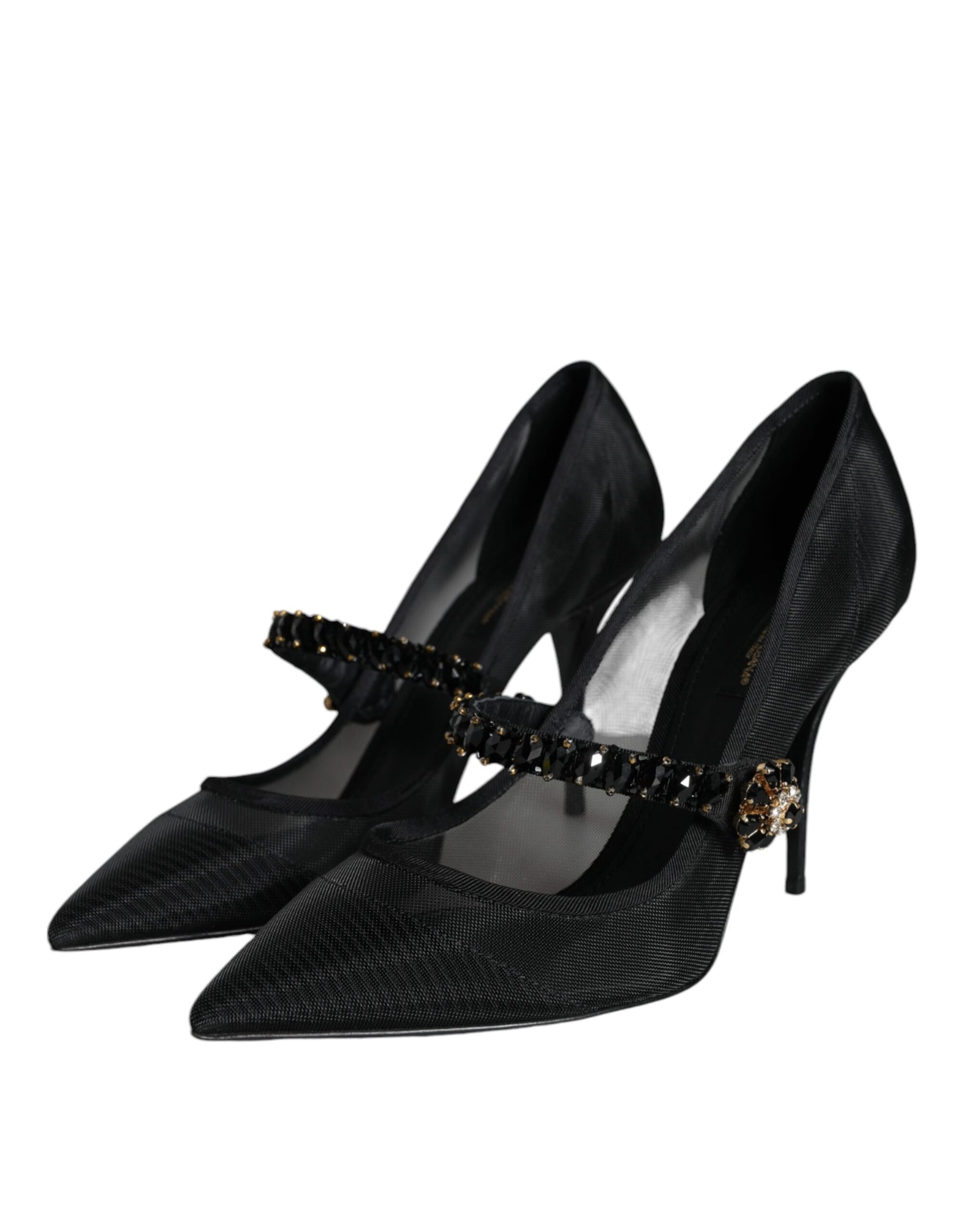 Escarpins Dolce &amp; Gabbana en maille noire Mary Jane à talons en cristal