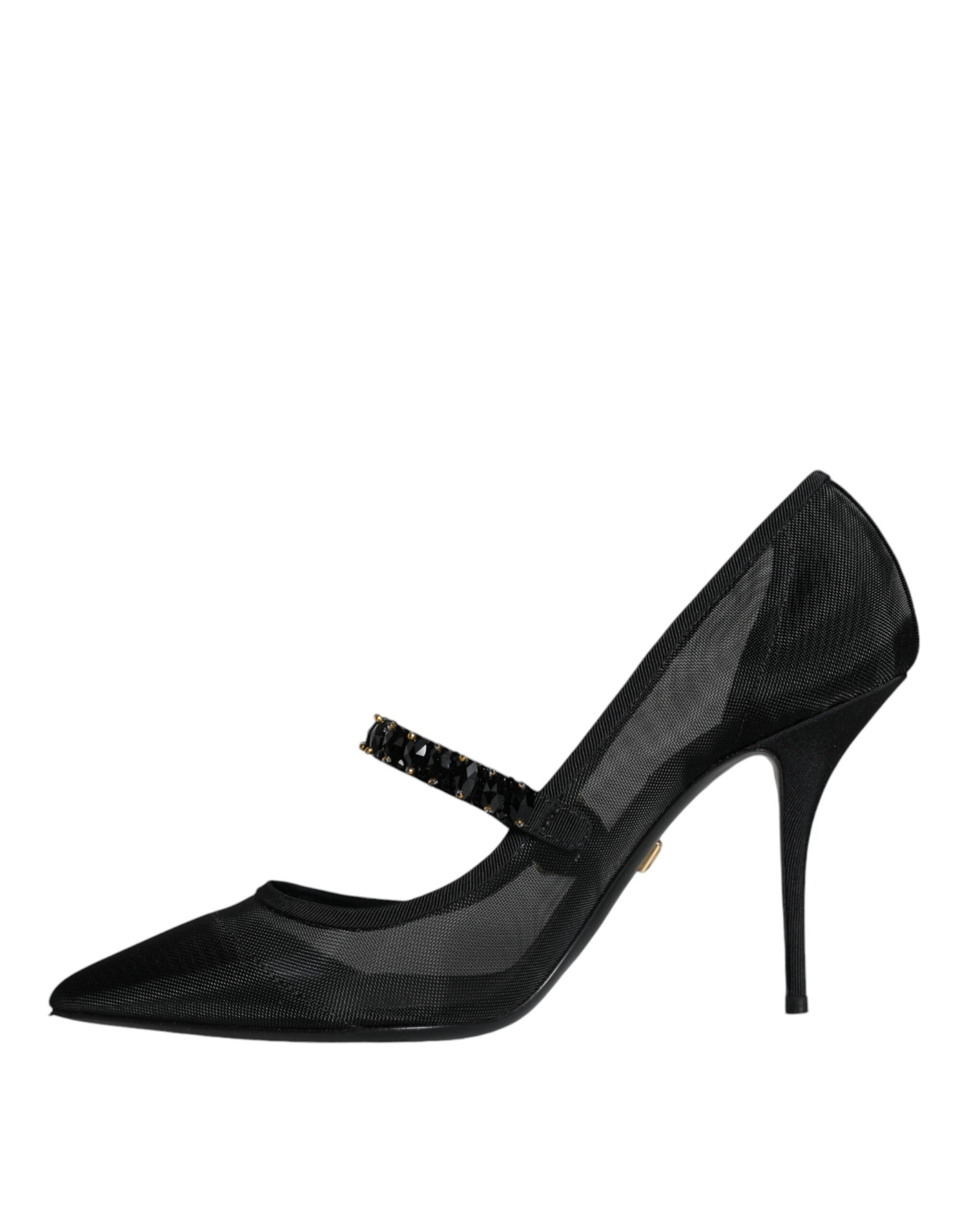 Escarpins Dolce &amp; Gabbana en maille noire Mary Jane à talons en cristal