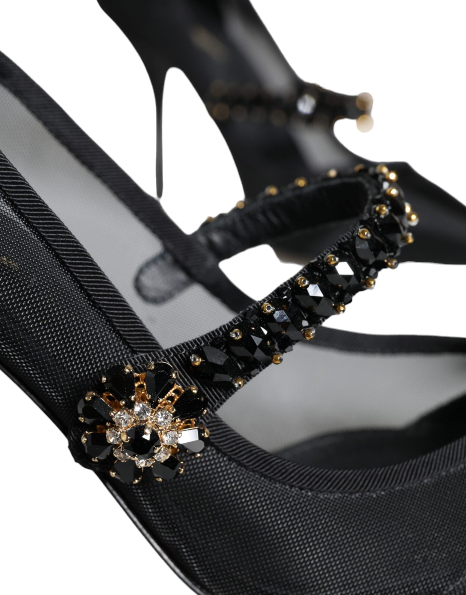 Escarpins Dolce &amp; Gabbana en maille noire Mary Jane à talons en cristal