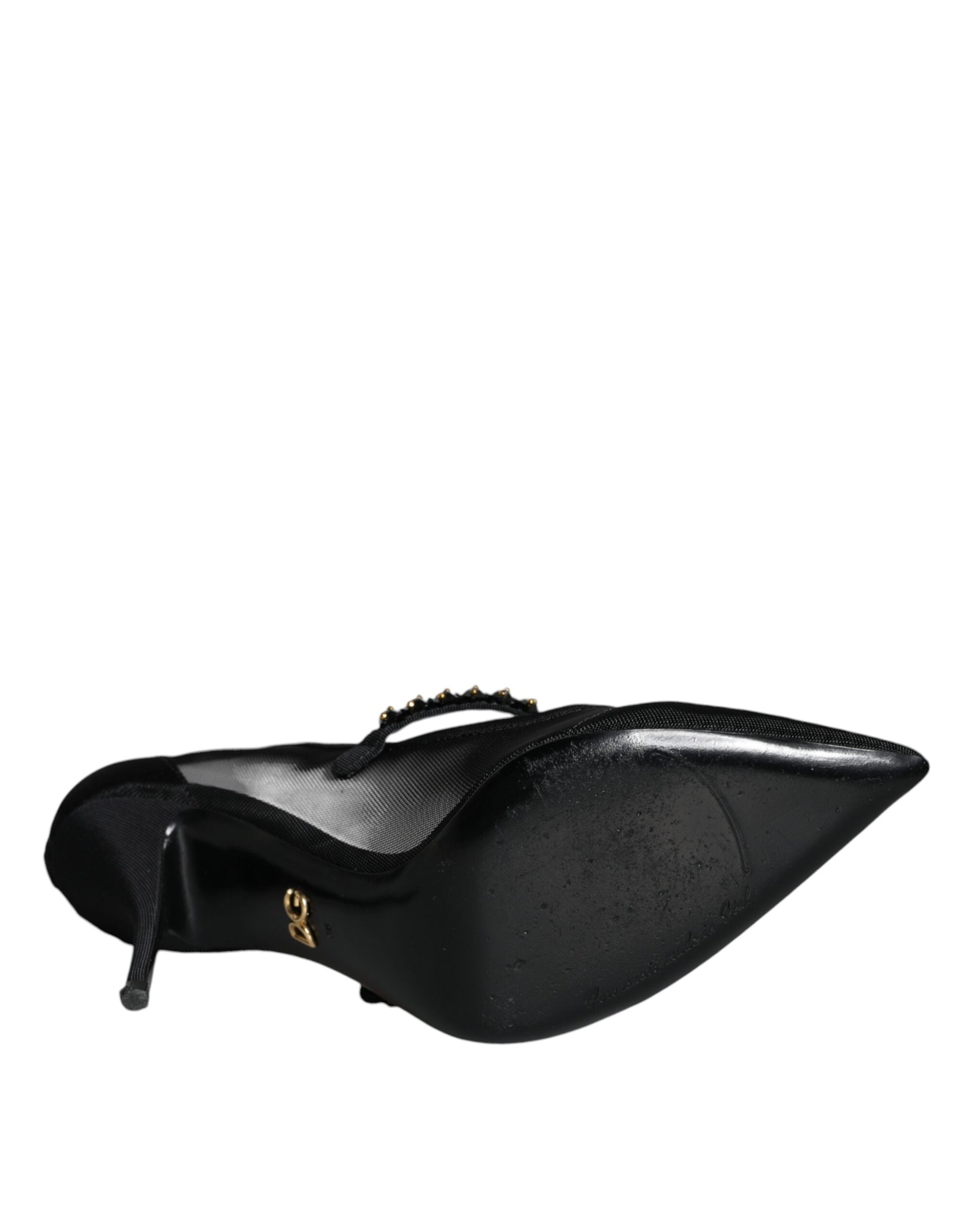 Escarpins Dolce &amp; Gabbana en maille noire Mary Jane à talons en cristal