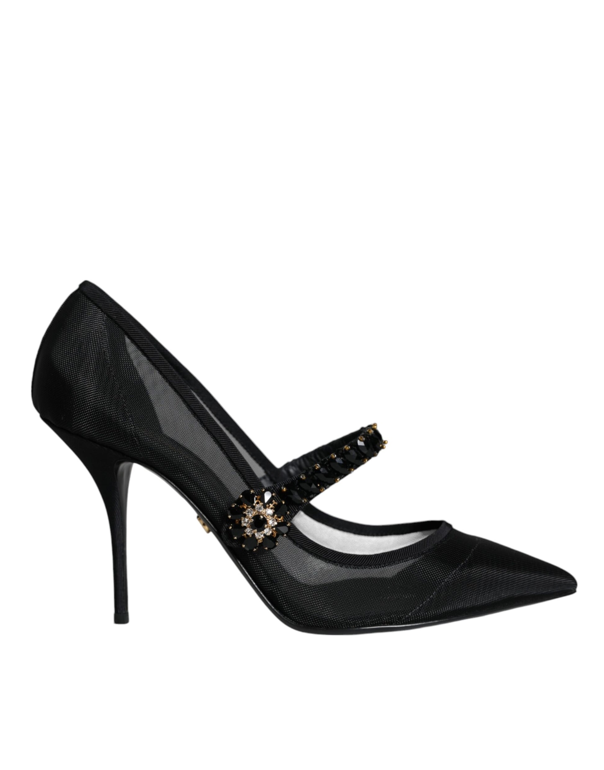 Escarpins Dolce &amp; Gabbana en maille noire Mary Jane à talons en cristal