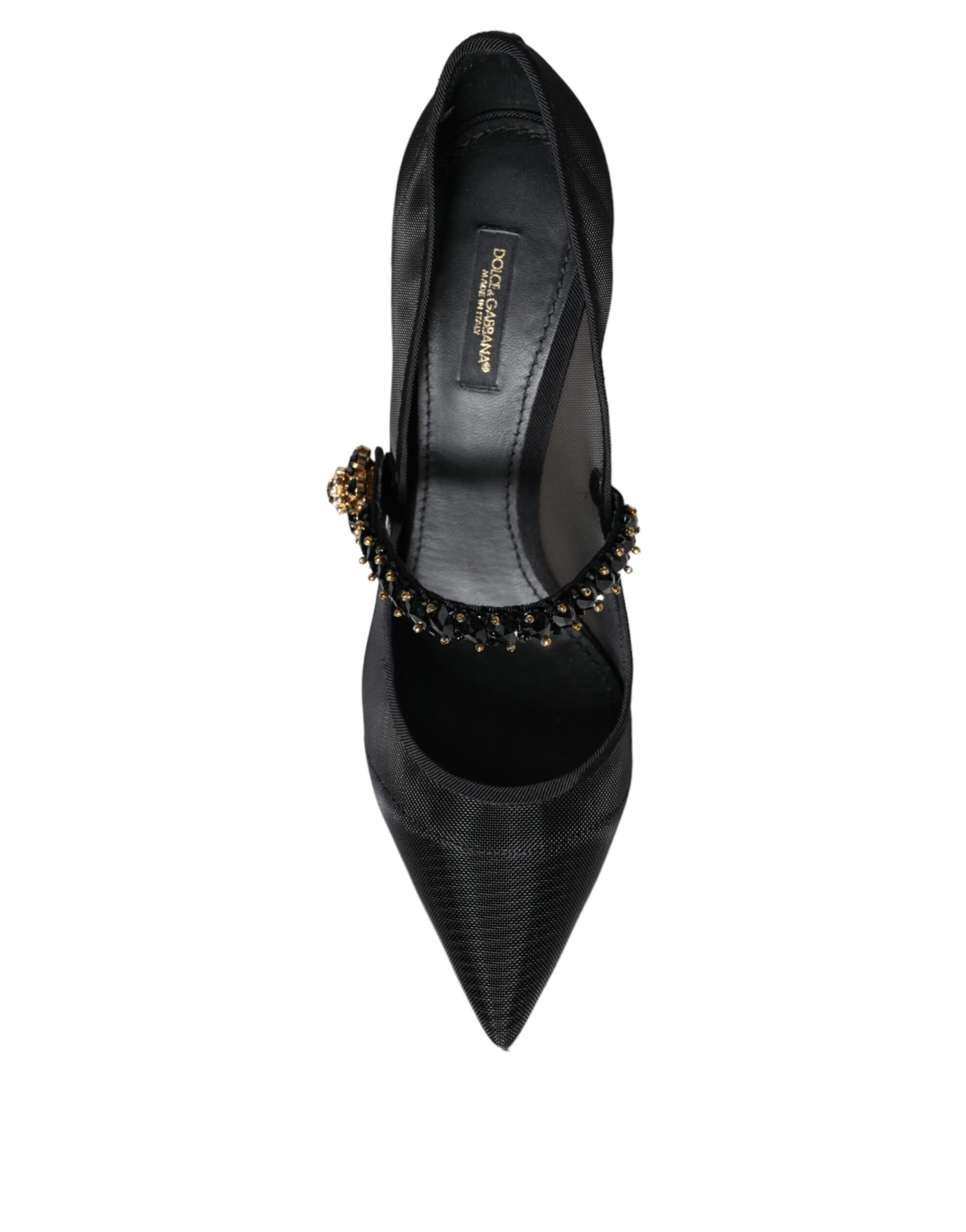 Escarpins Dolce &amp; Gabbana en maille noire Mary Jane à talons en cristal