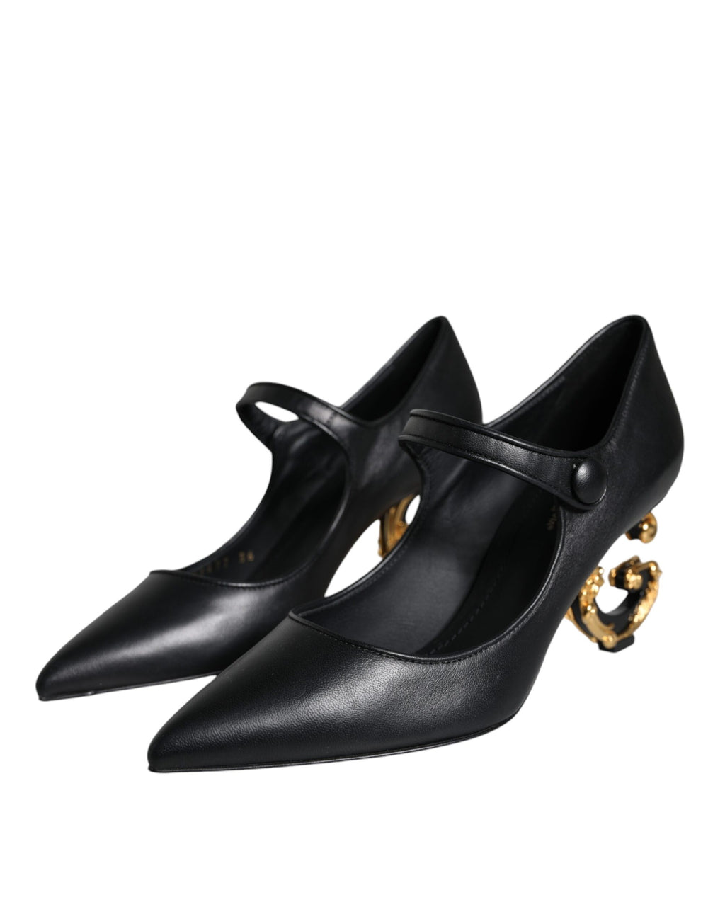 Escarpins Mary Janes en cuir noir avec logo Dolce &amp; Gabbana