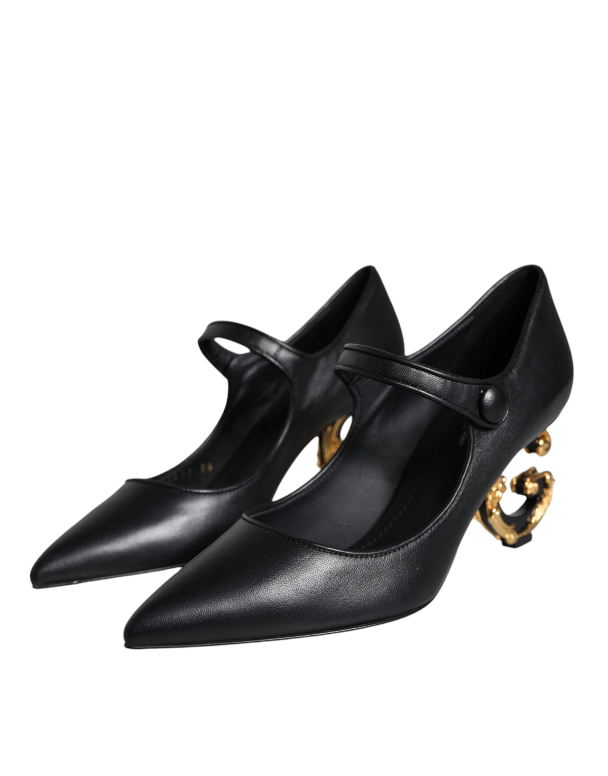 Escarpins Mary Janes en cuir noir avec logo Dolce &amp; Gabbana