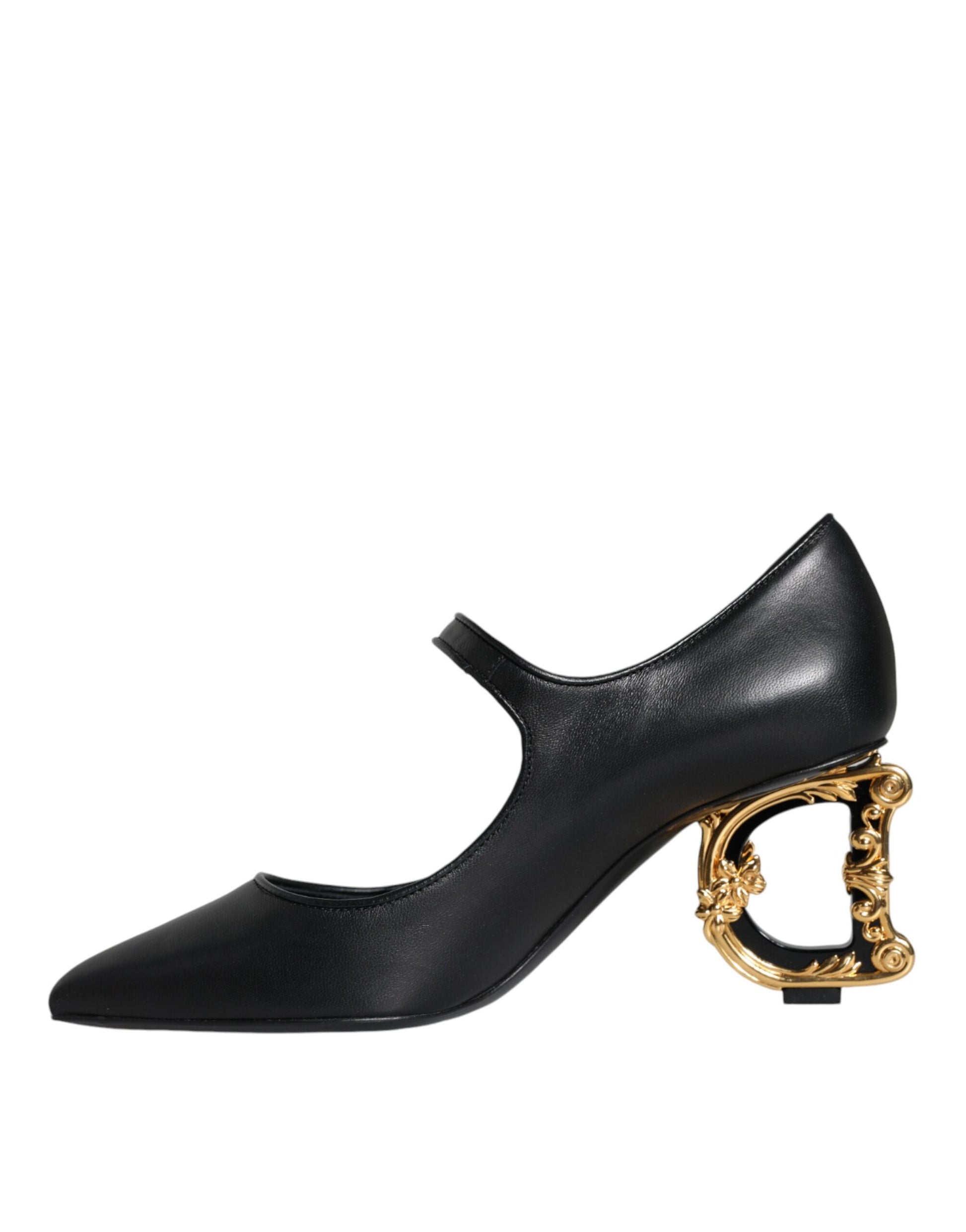 Escarpins Mary Janes en cuir noir avec logo Dolce &amp; Gabbana
