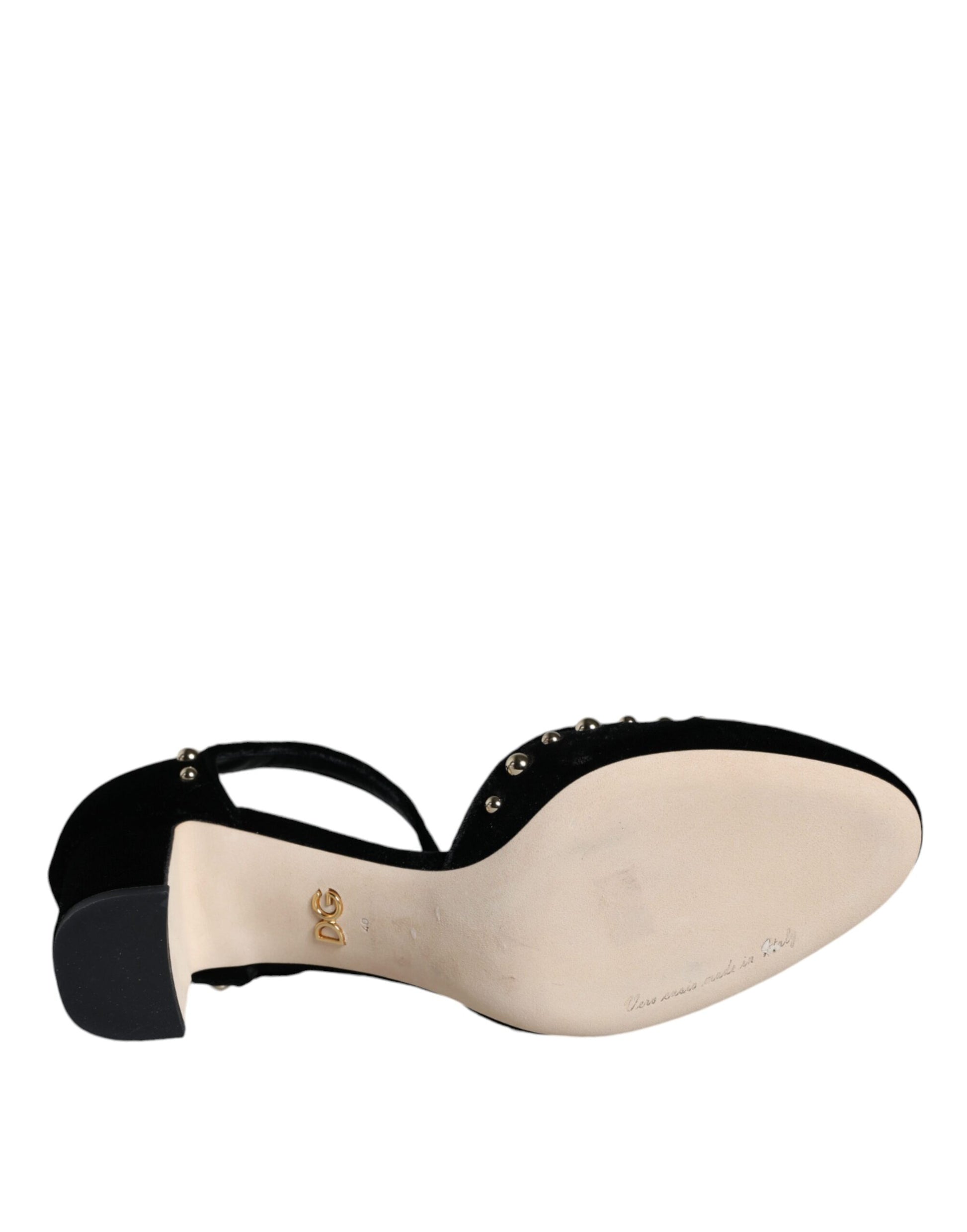 Escarpins Dolce &amp; Gabbana en velours noir avec bride cheville et roses